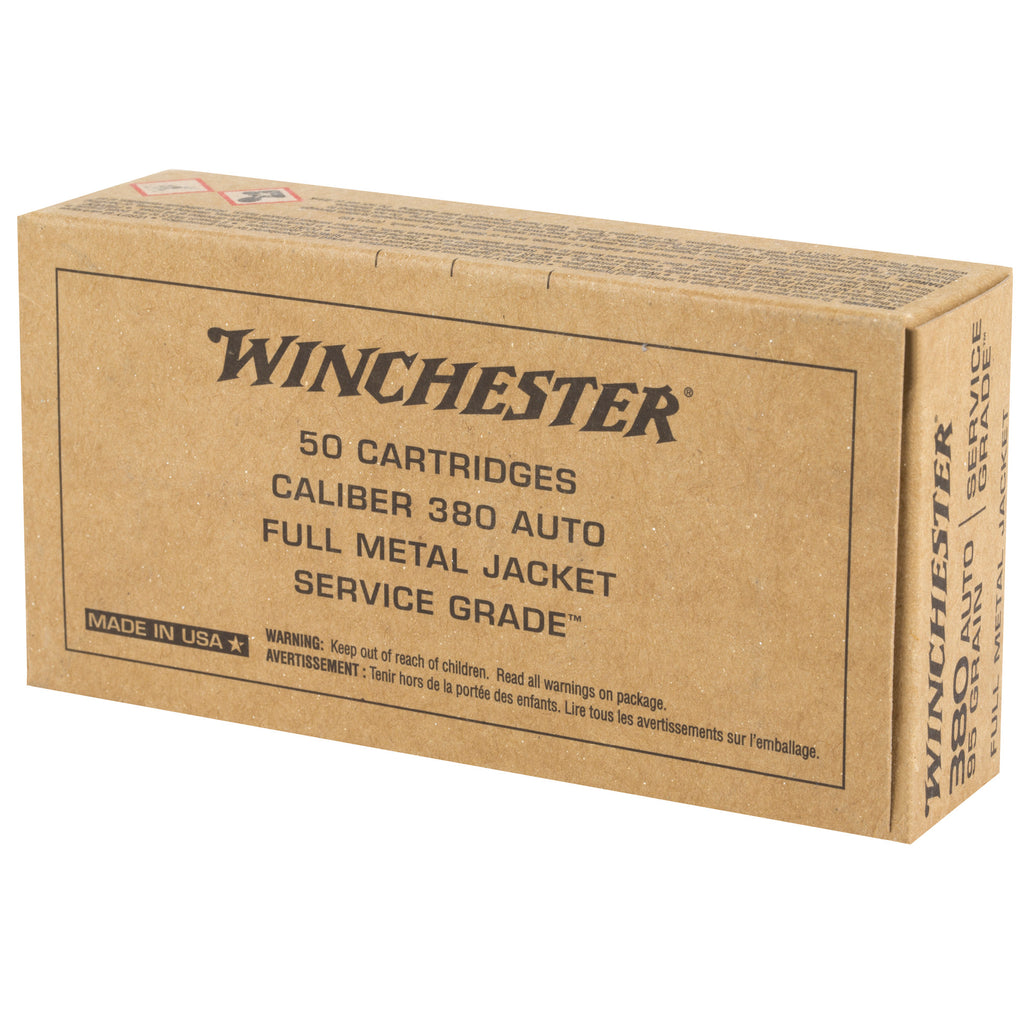 Winchester Ammunition Service Grade .380 ACP 95 Grain Full Metal Jacket – 50 Rounds per Box