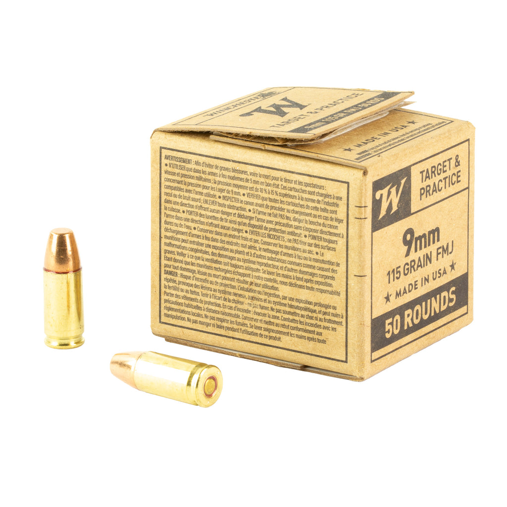 Winchester Ammunition Service Grade 9mm 115-Grain Full Metal Jacket - 50 Rounds per Box