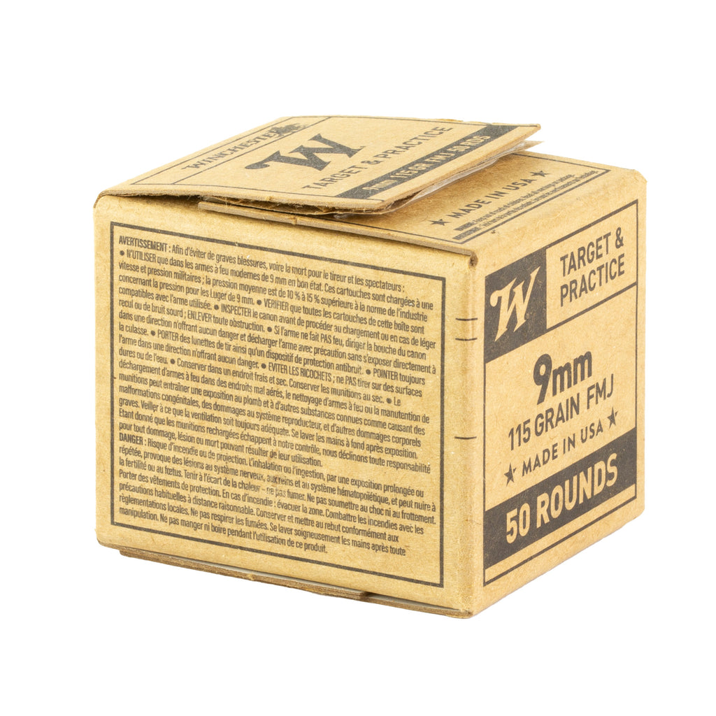 Winchester Ammunition Service Grade 9mm 115-Grain Full Metal Jacket - 50 Rounds per Box