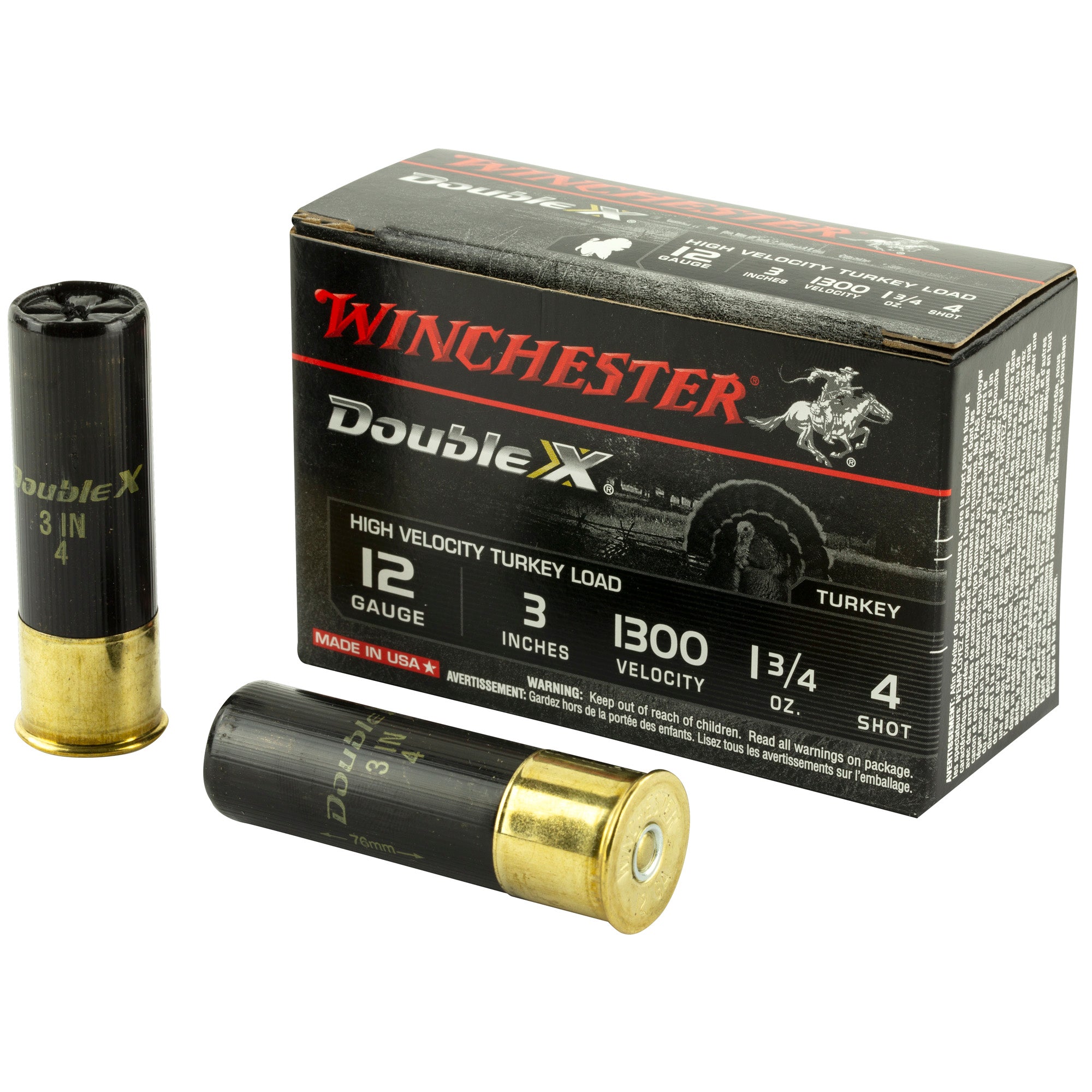 Winchester Ammunition Double X 12 Gauge 3-inch Shotshell #4, 1.75 oz, 10 Rounds per Box