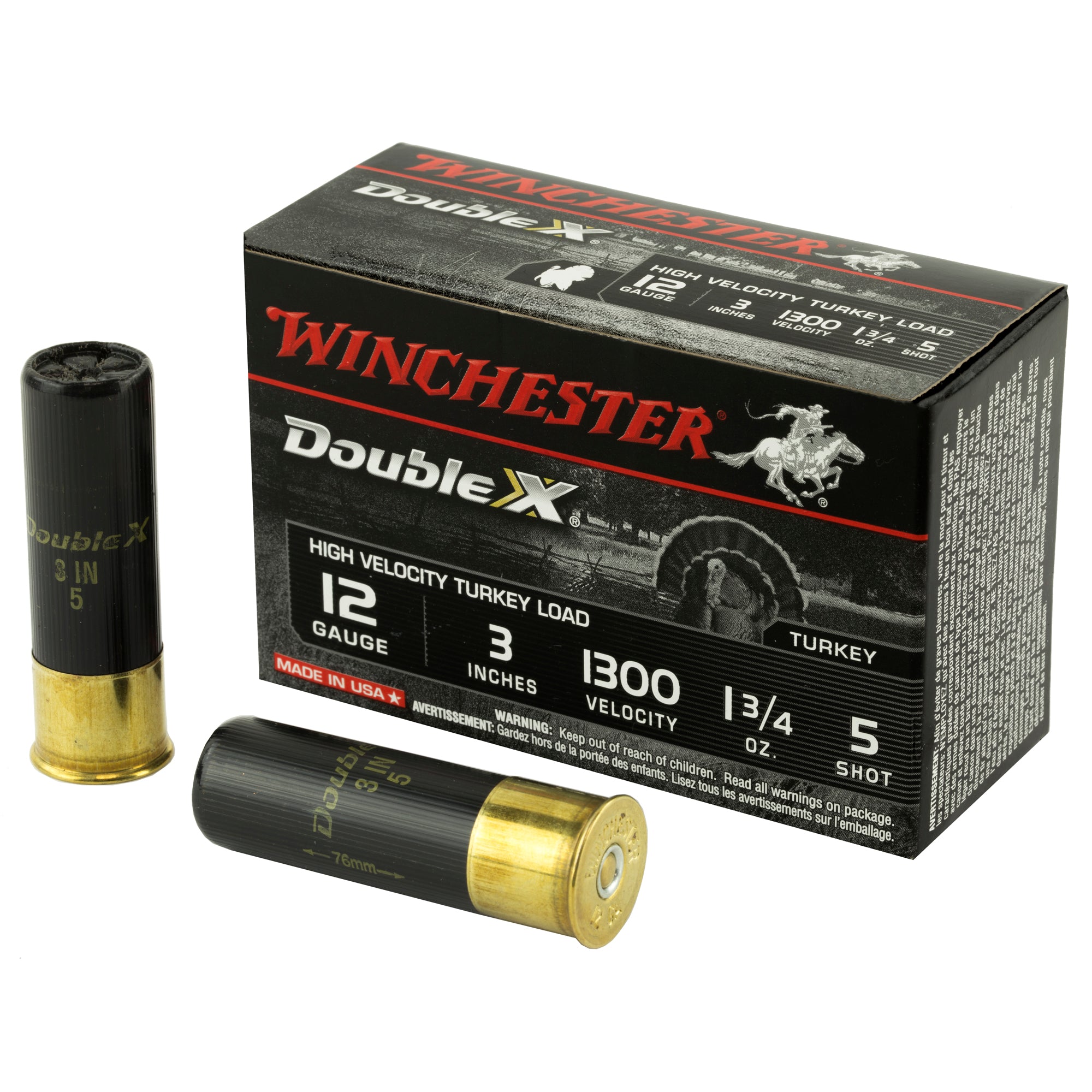 Winchester Ammunition Double X High-Velocity 12 Gauge Shotshells - 1.75 oz, #5 Shot, Pack of 10