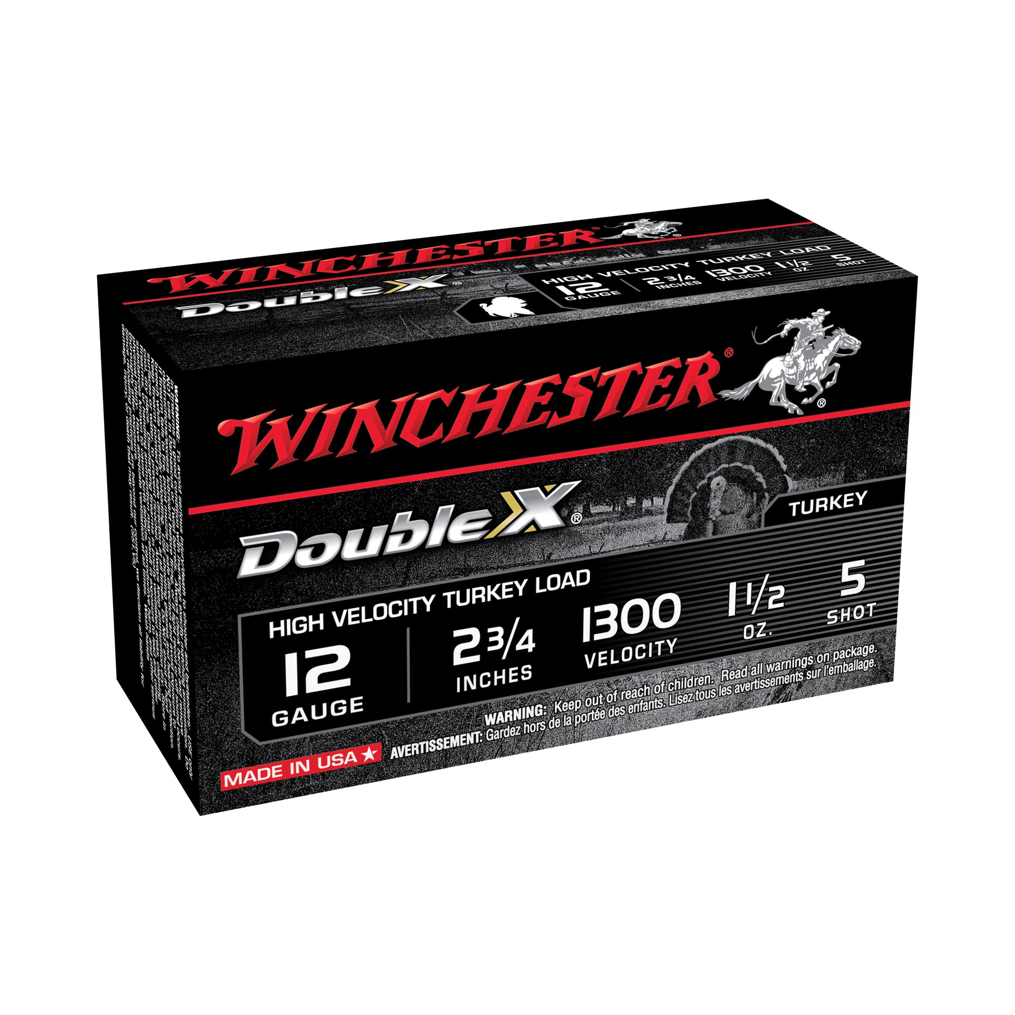 Winchester Ammunition Double X High-Velocity 12 Gauge Shotshells, 1.5 oz, #5 Shot, 10 Rounds per Box
