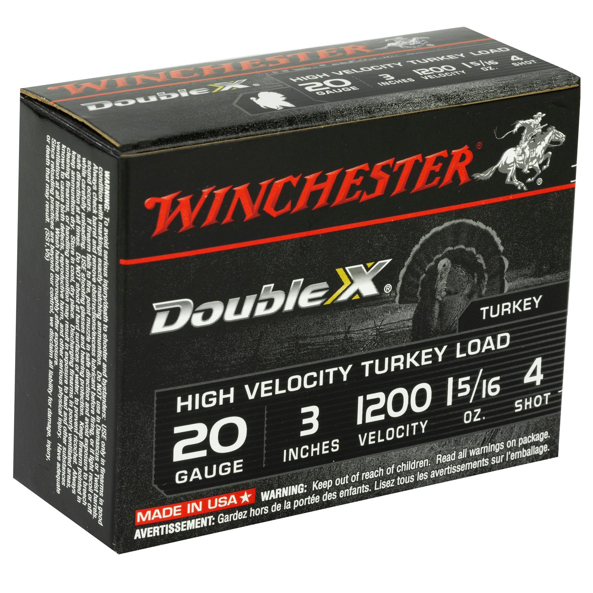 Winchester Ammunition Double X High-Velocity 20 Gauge Shotshells, 1.31 oz #4 Shot, 10 Rounds per Box
