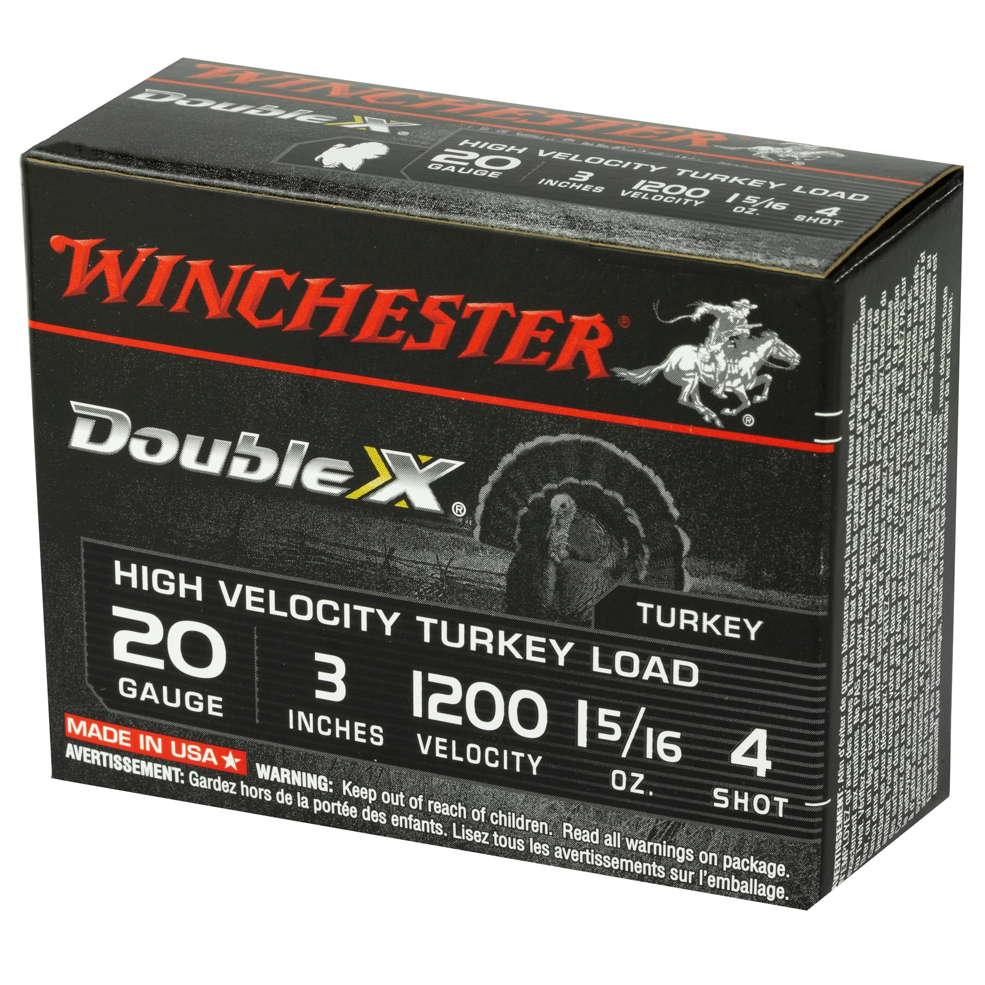 Winchester Ammunition Double X High-Velocity 20 Gauge Shotshells, 1.31 oz #4 Shot, 10 Rounds per Box