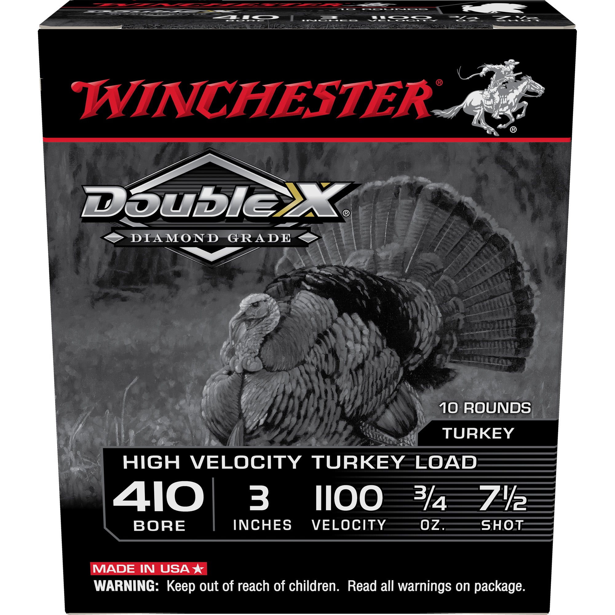 Winchester Ammunition Double X Diamond Grade 410 Bore High Velocity Turkey Load, 3/4 oz #7.5 Shot, 10 Rounds per Box