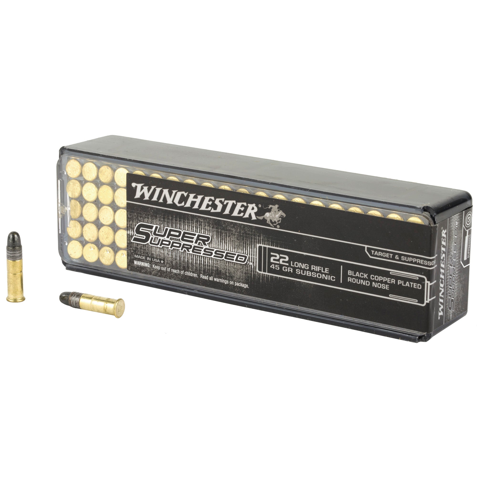 Winchester Ammunition Super Suppressed .22 LR 45 Grain Copper Plated Round Nose