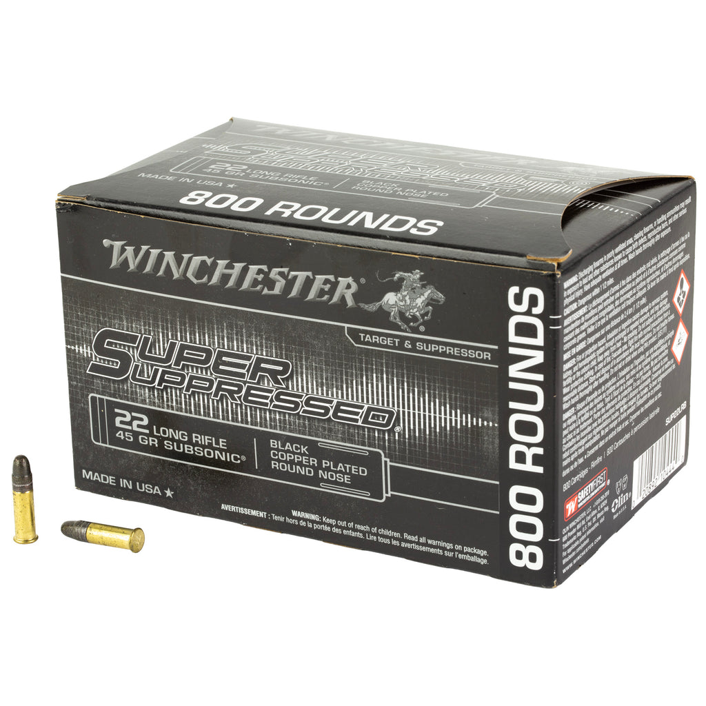 Winchester Ammunition Super Suppressed .22 LR 45 Grain Copper Plated Round Nose