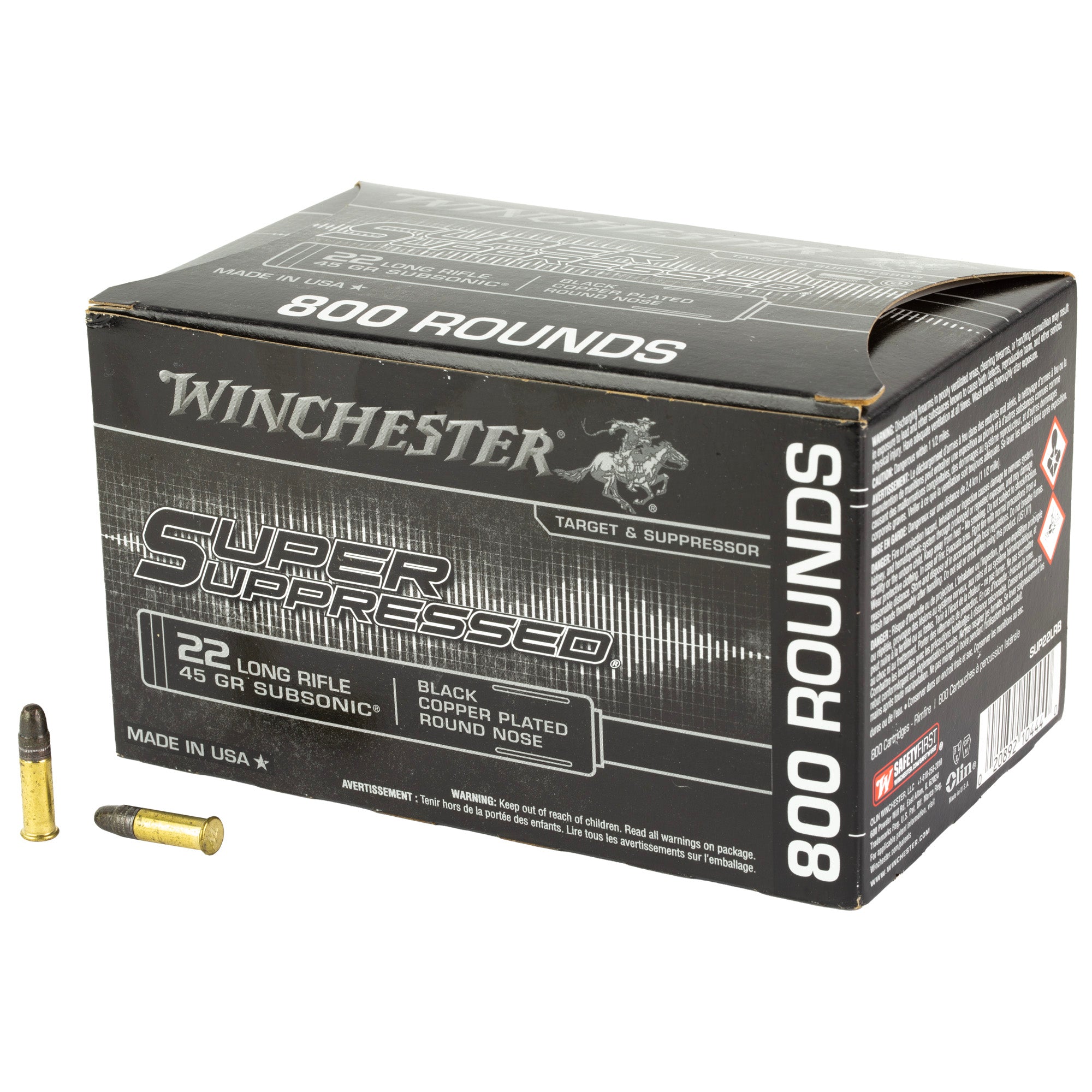 Winchester Ammunition Super Suppressed .22 LR 45 Grain Copper Plated Round Nose
