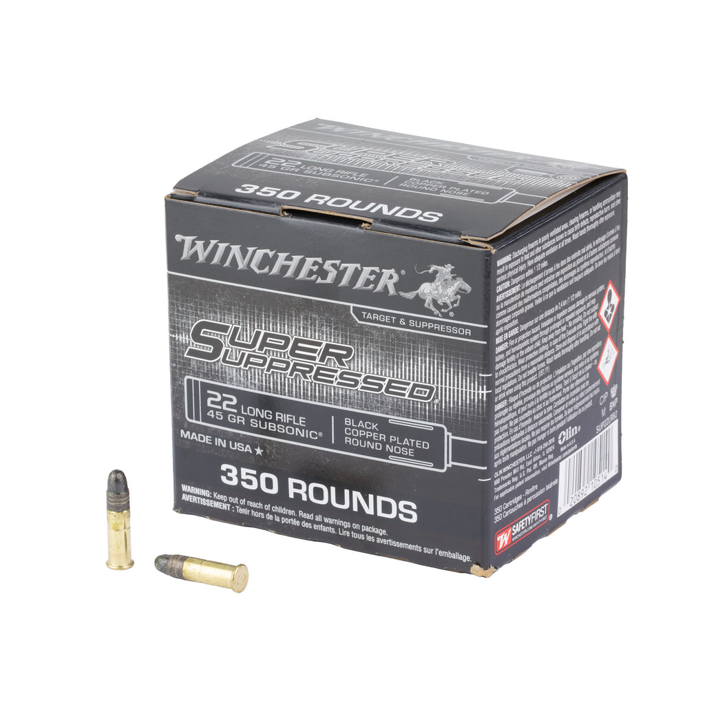 Winchester Ammunition Super Suppressed .22 LR 45 Grain Lead Round Nose, 350 Rounds per Box