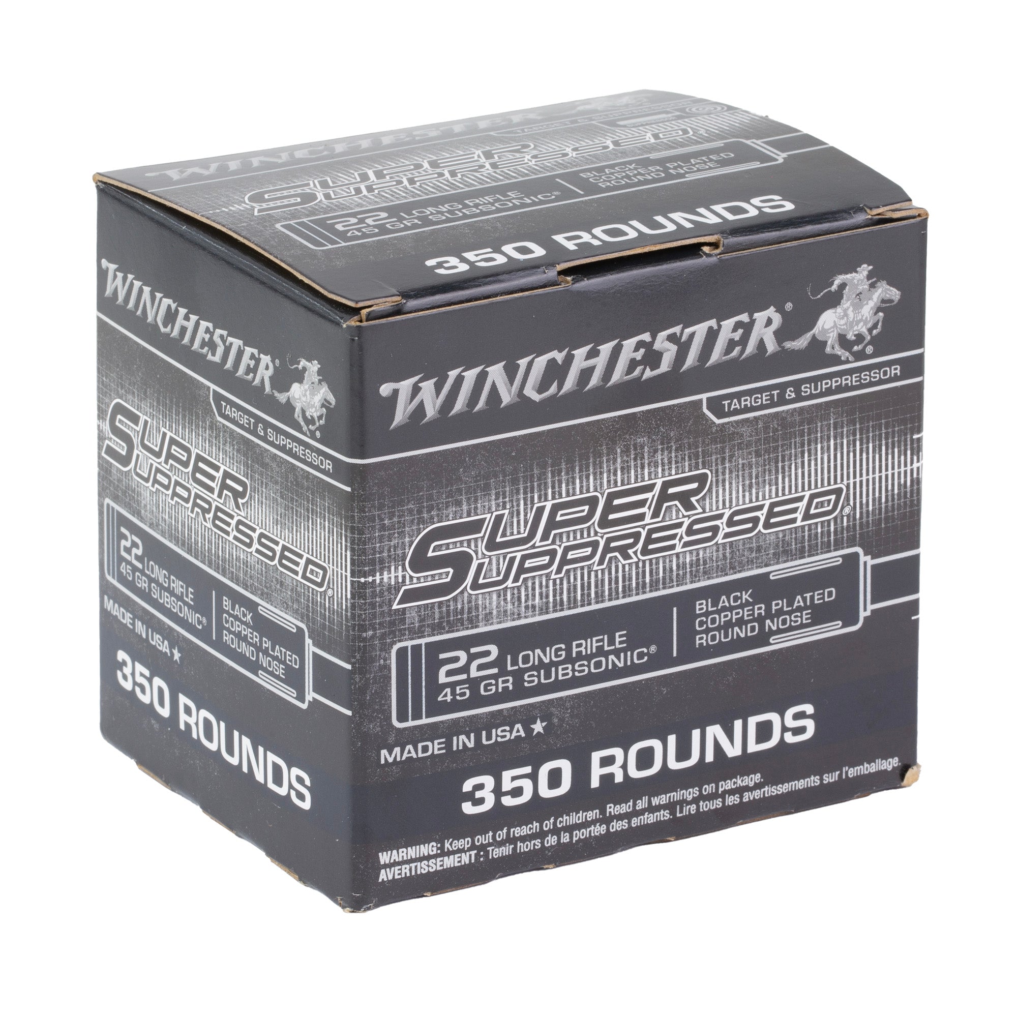 Winchester Ammunition Super Suppressed .22 LR 45 Grain Lead Round Nose, 350 Rounds per Box