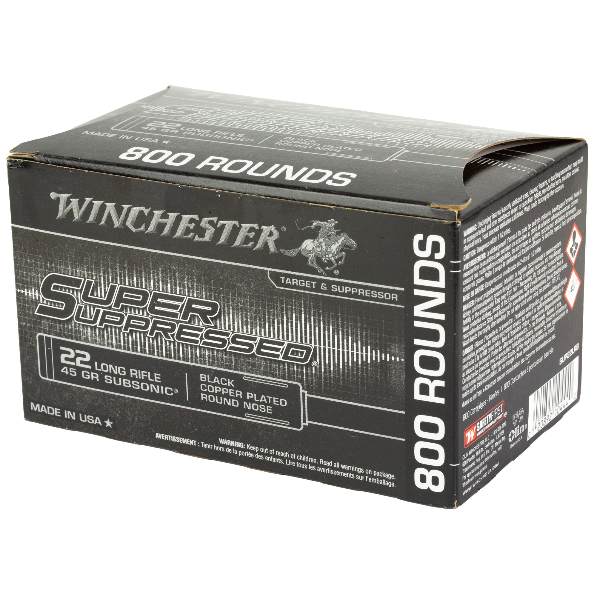 Winchester Ammunition Super Suppressed .22 LR 45 Grain Copper Plated Round Nose