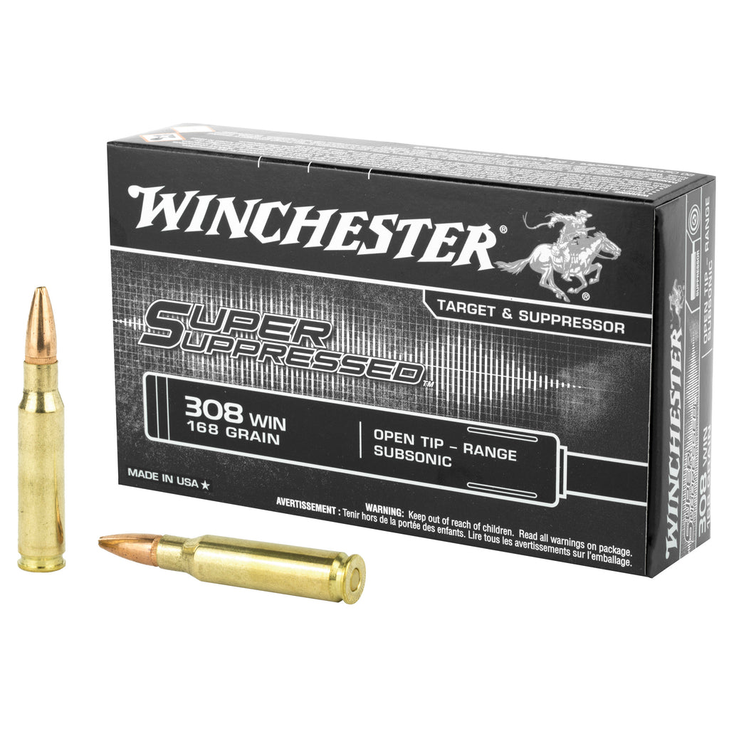 Winchester Ammunition Super Suppressed .308 Winchester 168 Grain Open Tip - Pack of 20