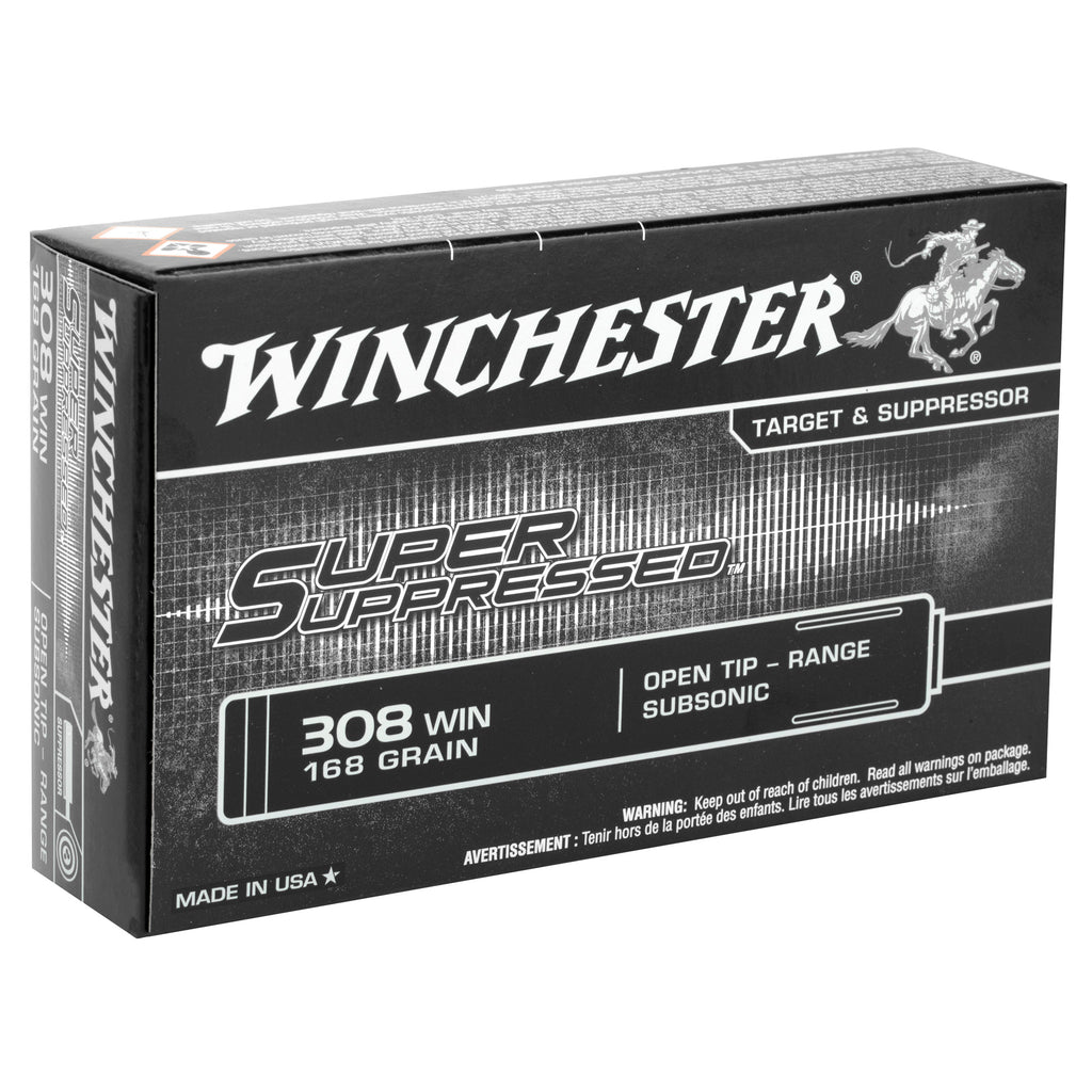 Winchester Ammunition Super Suppressed .308 Winchester 168 Grain Open Tip - Pack of 20
