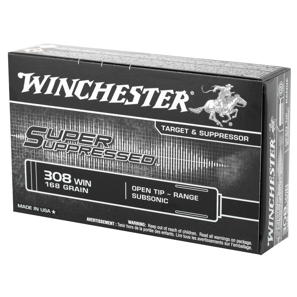 Winchester Ammunition Super Suppressed .308 Winchester 168 Grain Open Tip - Pack of 20