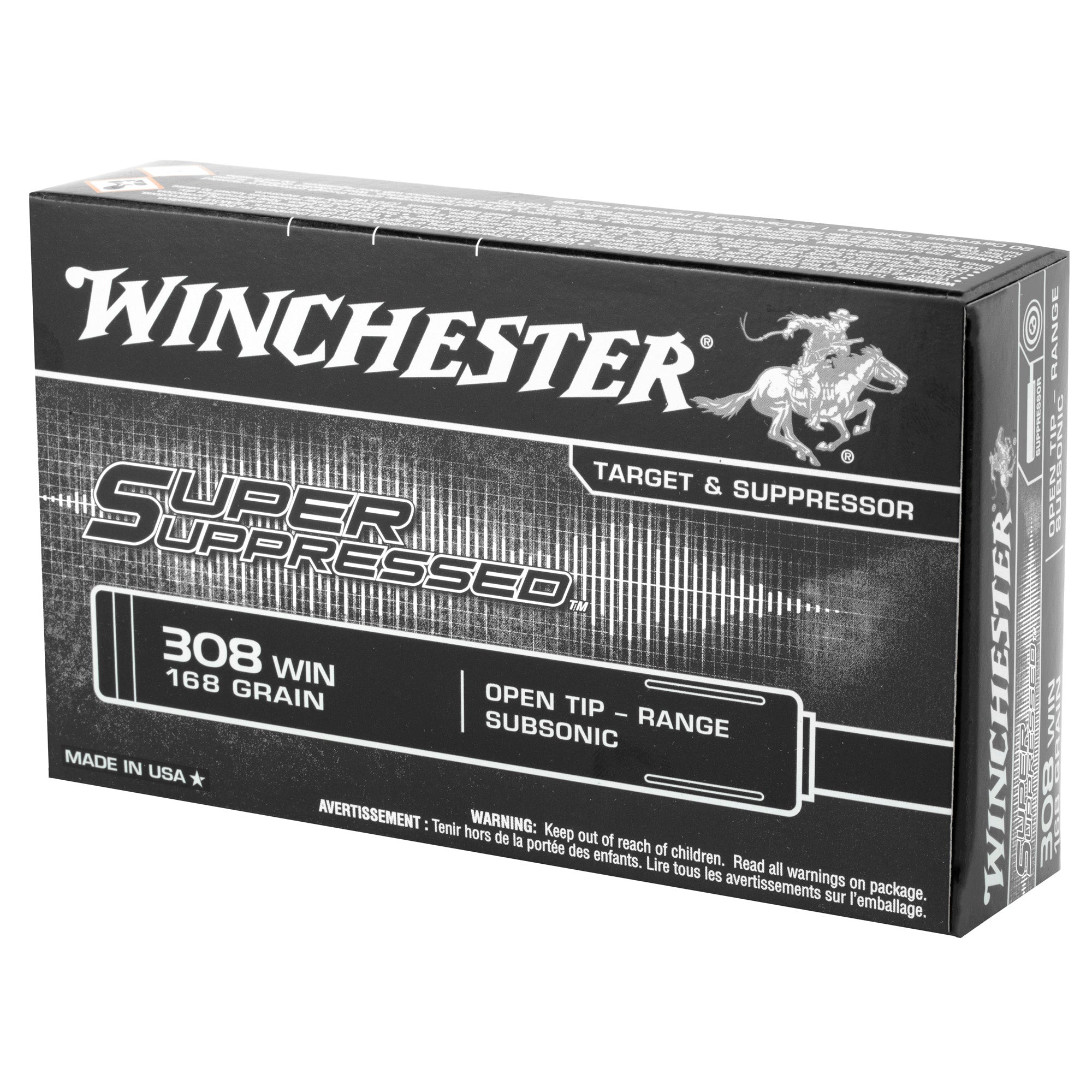 Winchester Ammunition Super Suppressed .308 Winchester 168 Grain Open Tip - Pack of 20