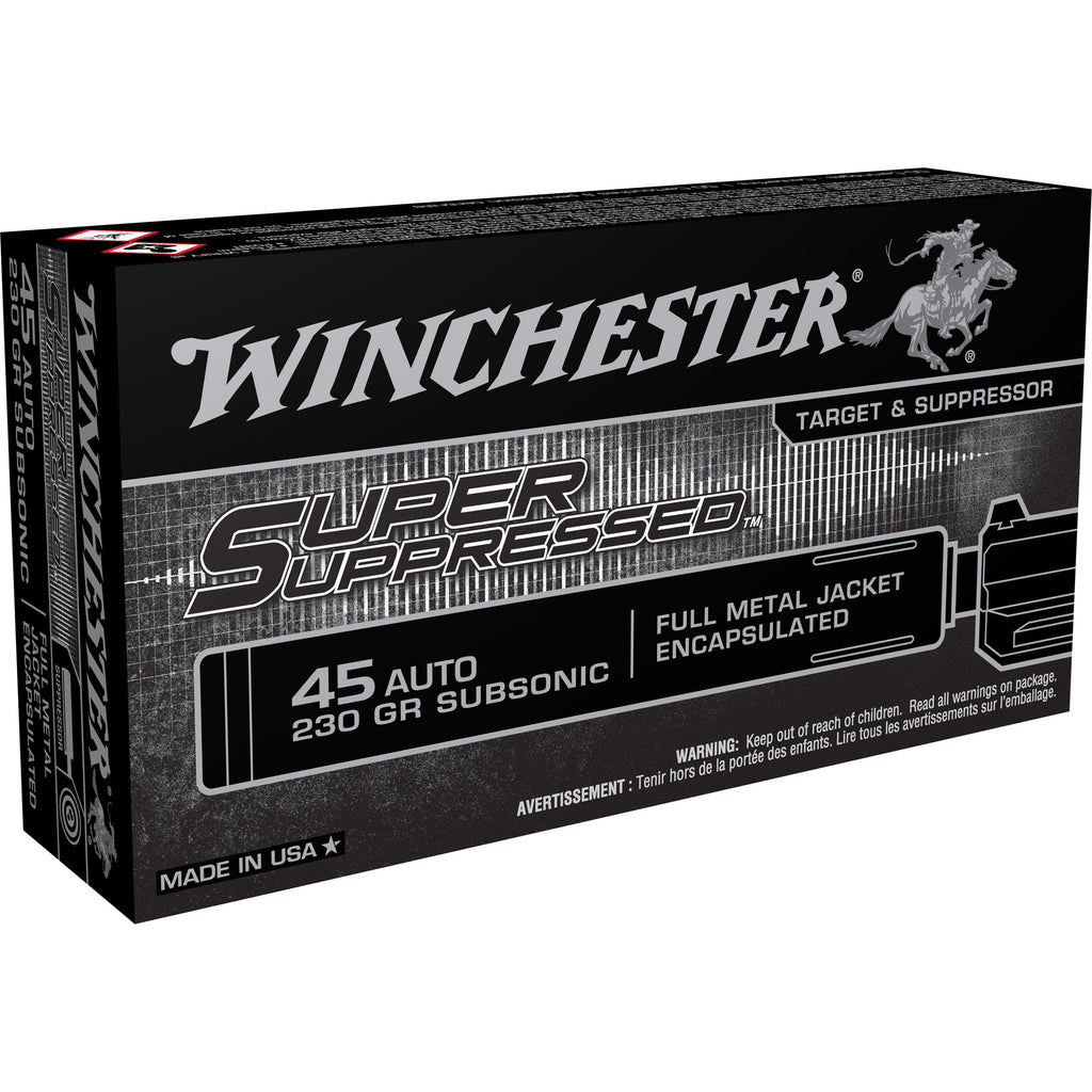 Winchester Ammunition Super Suppressed 45 ACP 230-Grain Full Metal Jacket (50 Rounds per Box)