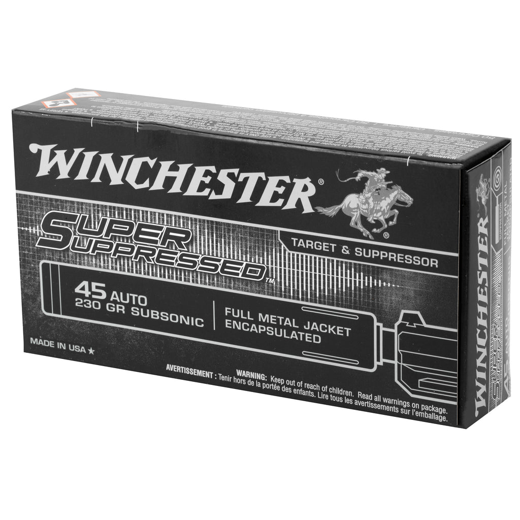Winchester Ammunition Super Suppressed 45 ACP 230-Grain Full Metal Jacket (50 Rounds per Box)