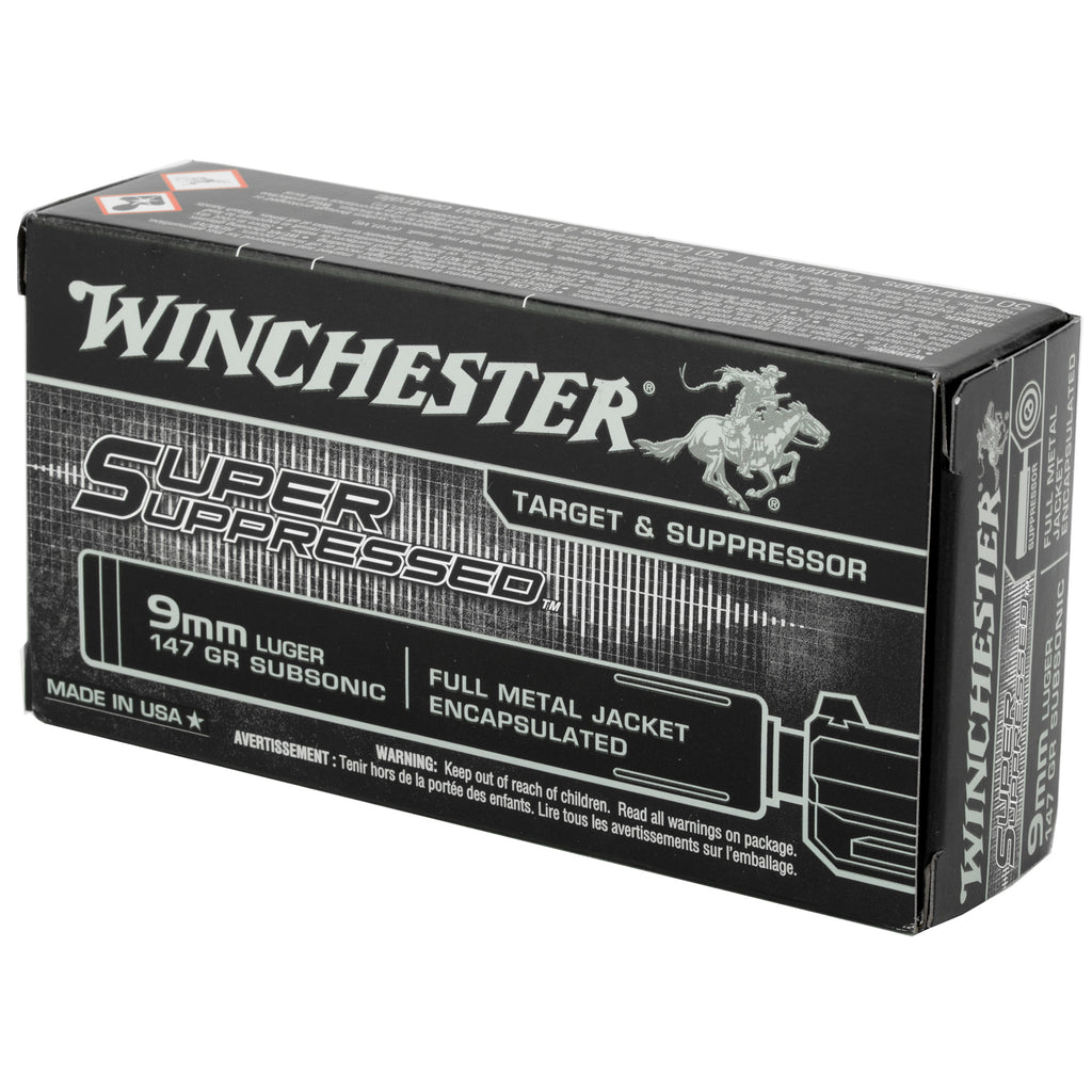 Winchester Ammunition Super Suppressed 9mm 147 Grain FMJ - Quiet and Reliable Performance