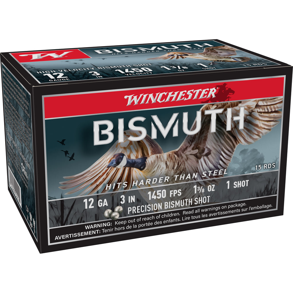 Winchester Ammunition Bismuth Shotshell 12 Gauge, 1 3/8 oz, #1 Shot – 15 Rounds per Box