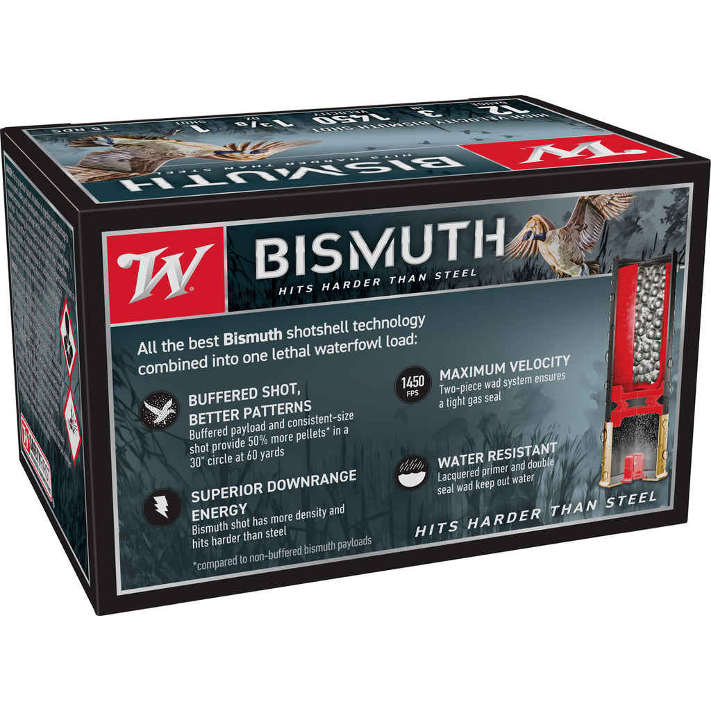Winchester Ammunition Bismuth Shotshell 12 Gauge, 1 3/8 oz, #1 Shot – 15 Rounds per Box