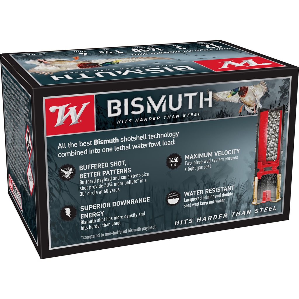 Winchester Ammunition Bismuth Shotshell 12 Gauge #4, 1 3/8 oz, Pack of 15