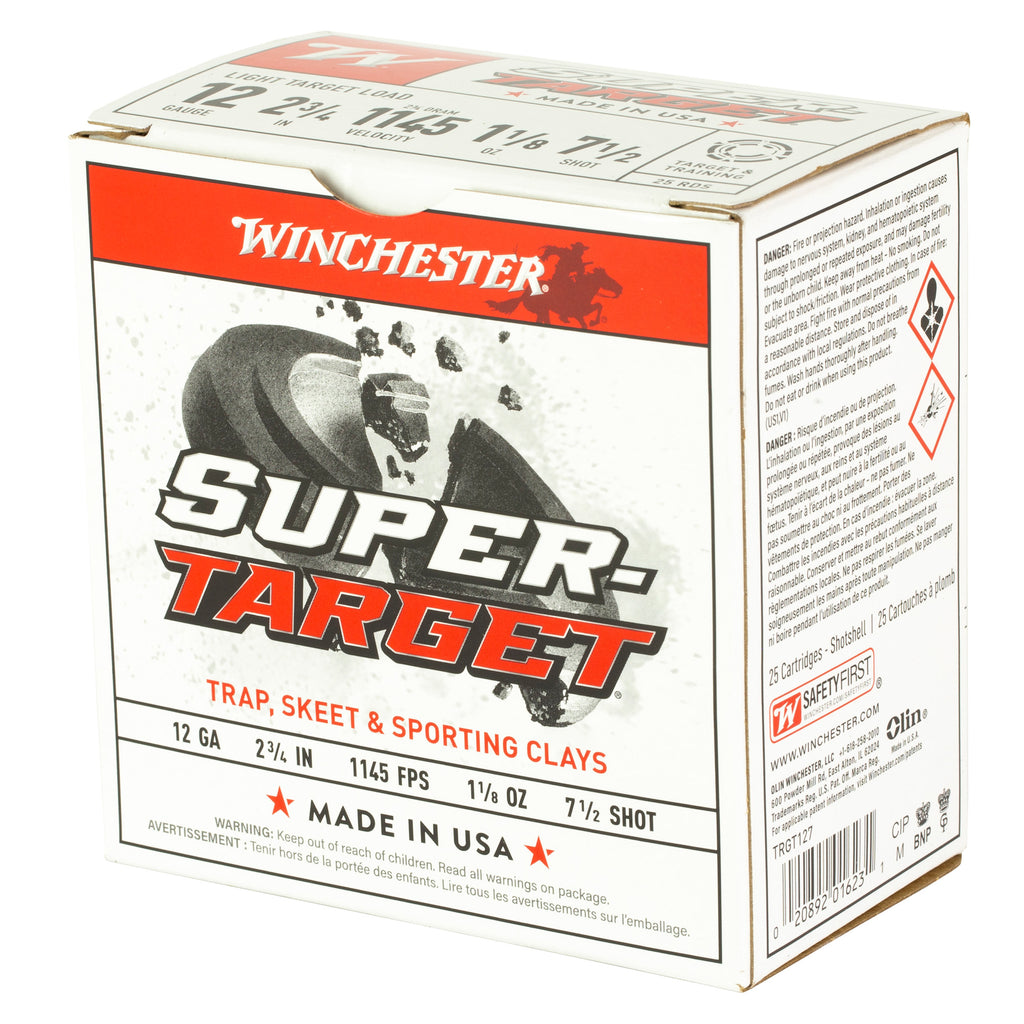 Winchester Ammunition Super Target 12 Gauge Shotshell – 1 1/8 oz, #7.5, 25 Rounds per Box