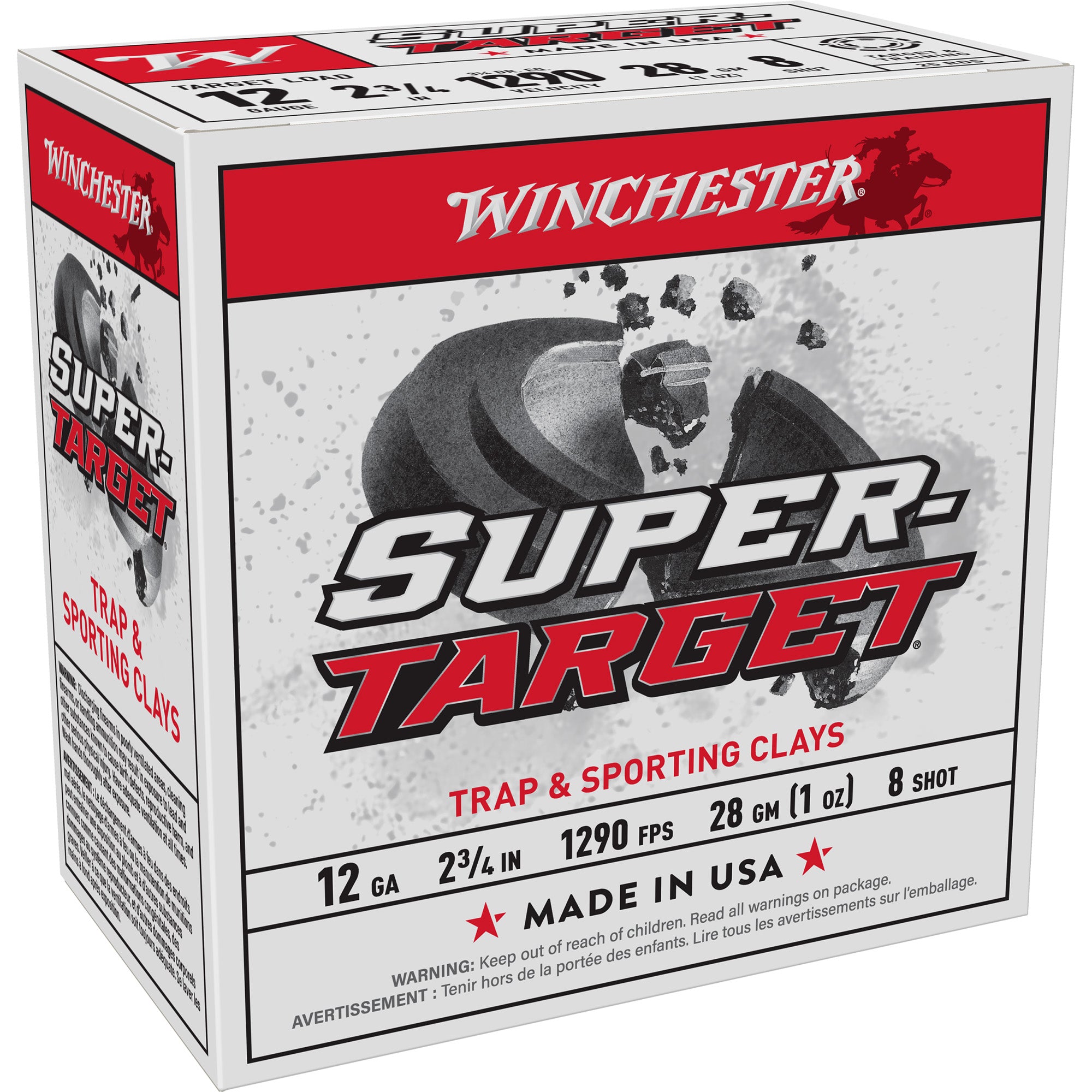 Winchester Ammunition Super Target 12 Gauge Shotshells – 1 oz #8, 25 Rounds per Box