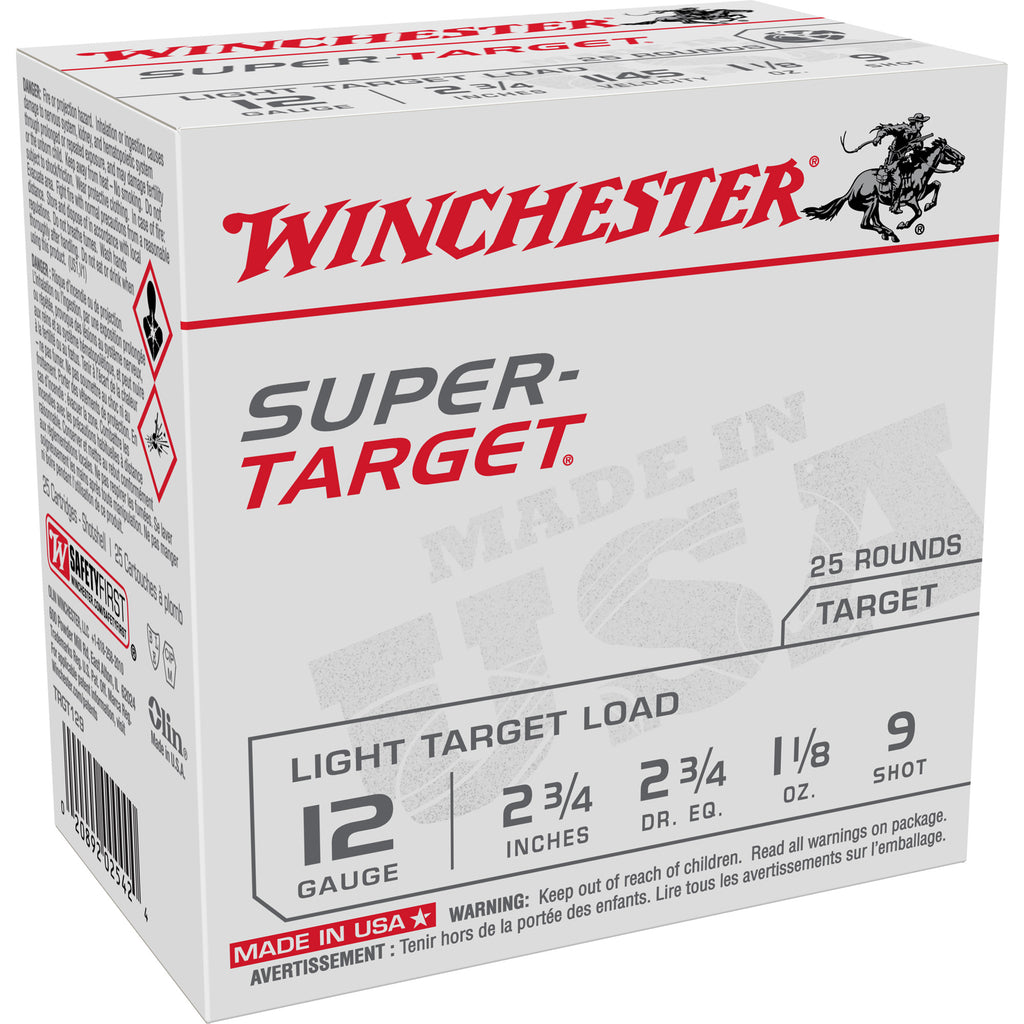 Winchester Ammunition Super Target 12 Gauge 2.75-Inch #9 Shotshells - 1 1/8 oz, 25/Box
