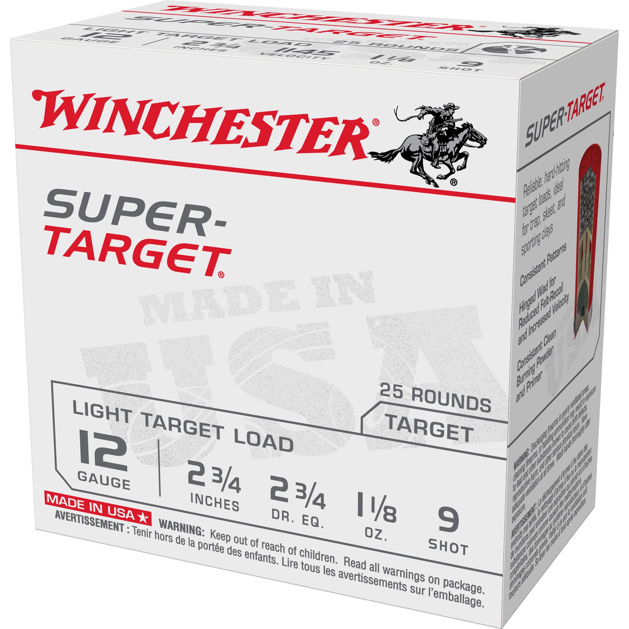 Winchester Ammunition Super Target 12 Gauge 2.75-Inch #9 Shotshells - 1 1/8 oz, 25/Box