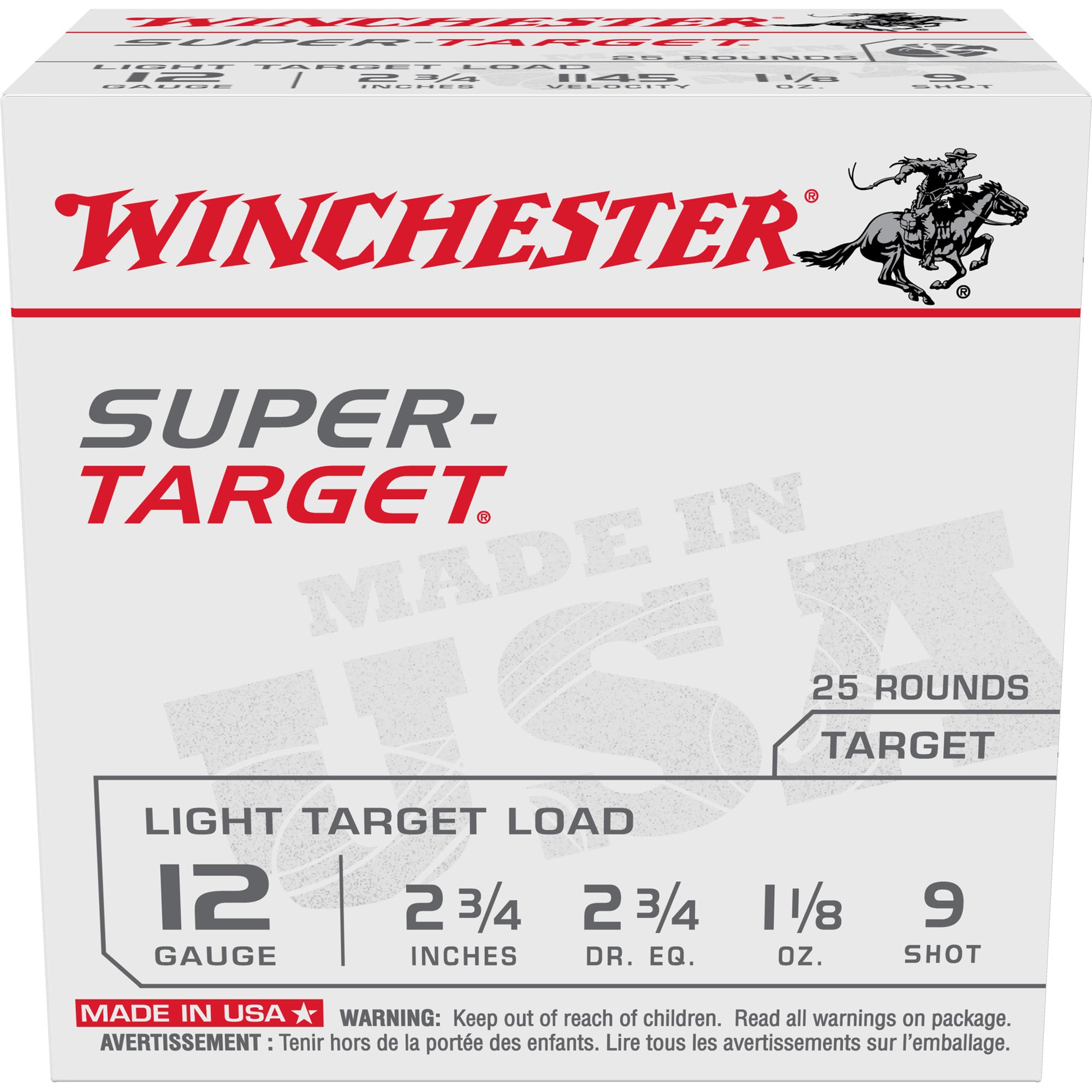 Winchester Ammunition Super Target 12 Gauge 2.75-Inch #9 Shotshells - 1 1/8 oz, 25/Box