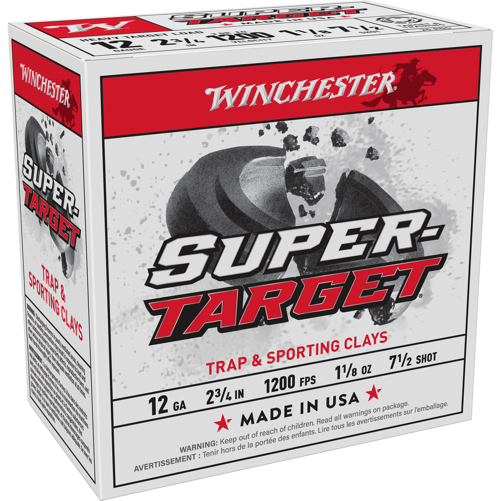Winchester Ammunition Super Target 12 Gauge Shotshells, 1 1/8 oz, #7.5 – 25/250 Rounds