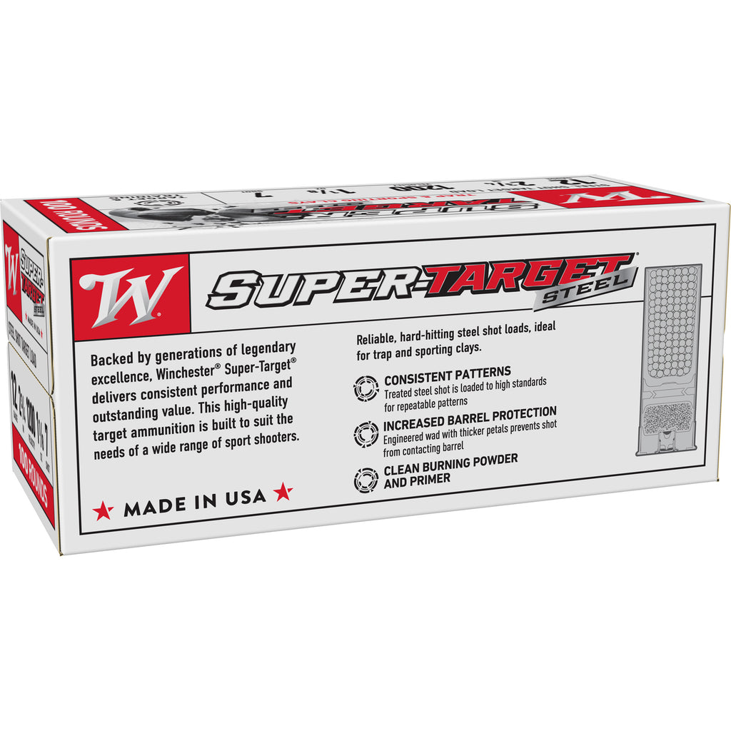Winchester Ammunition Super-Target 12 Gauge Steel Shot, 1 1/8 oz, #7 - 100 Rounds per Box