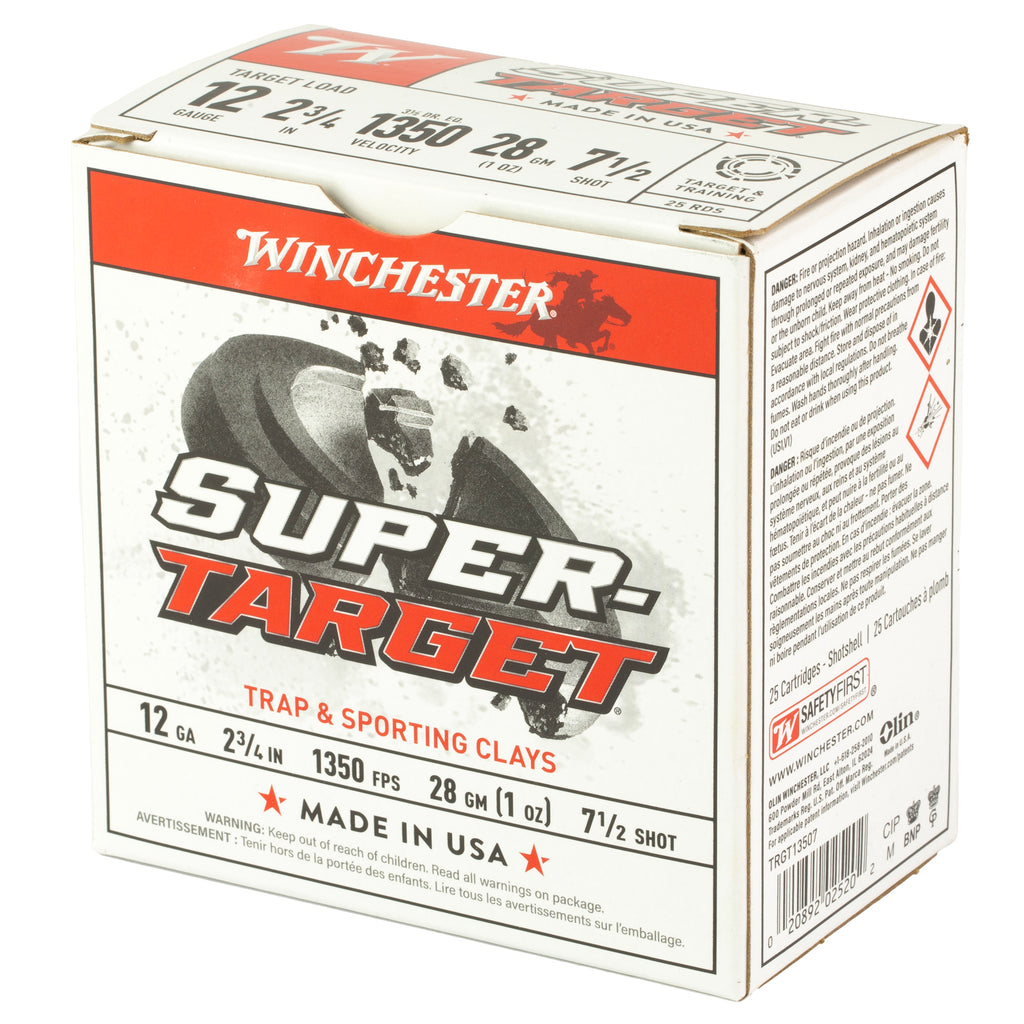 Winchester Ammunition Super Target 12 Gauge Shotshell – 1 oz, #7.5, 25 Rounds per Box