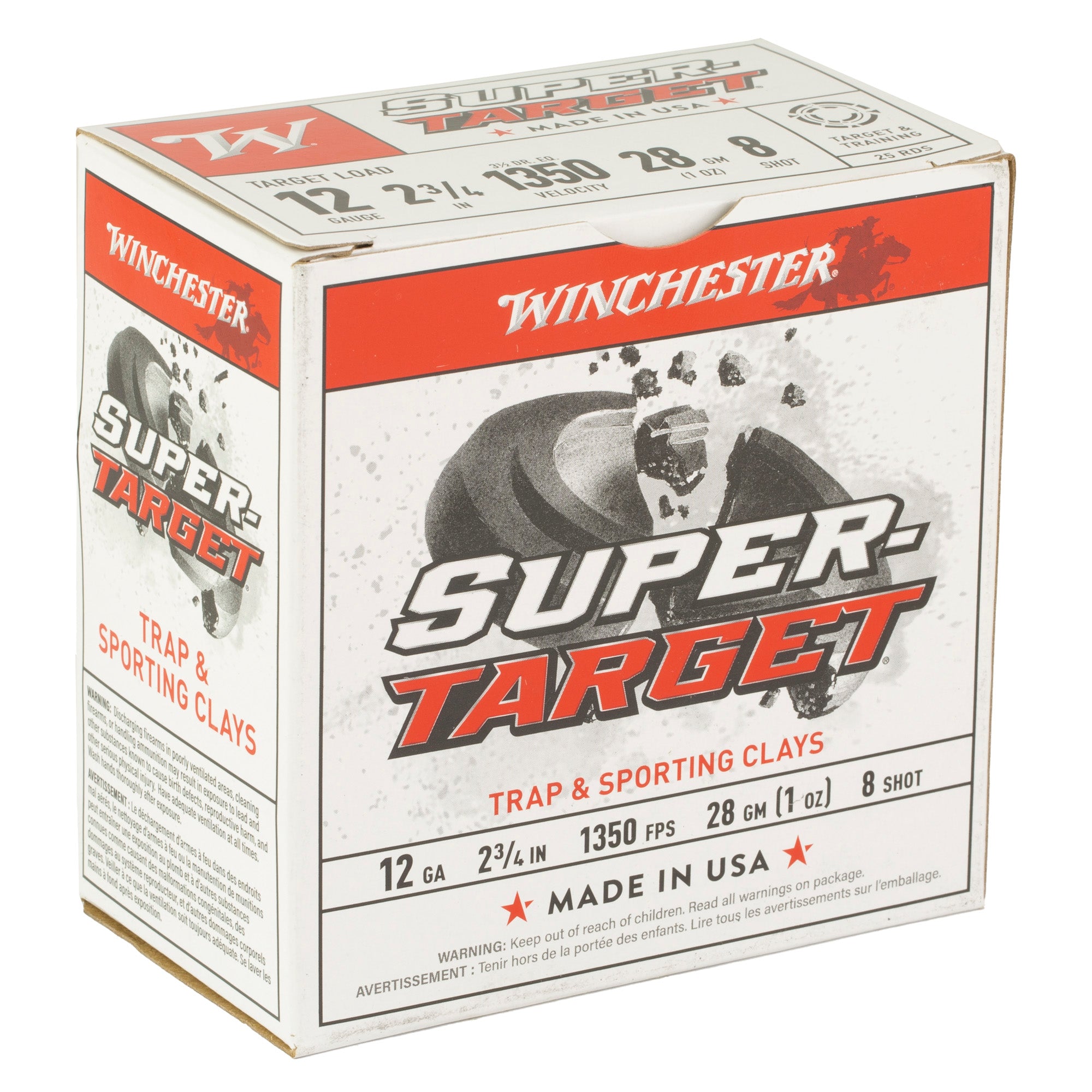 Winchester Ammunition Super Target 12 Gauge #8 Shotshells - 1 oz, 25 Rounds