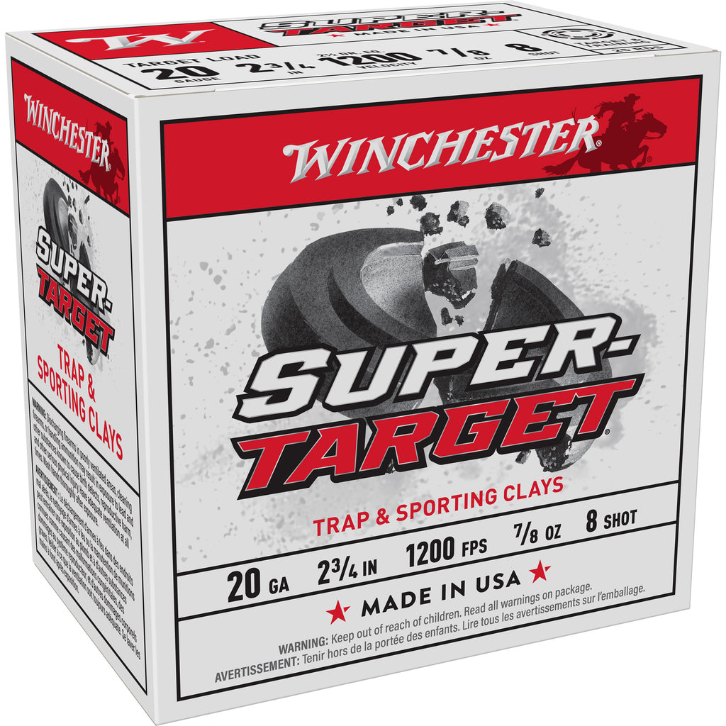 Winchester Ammunition Super Target 20 Gauge 2.75 Inch #8 Shotshells – 7/8 Oz, 25 Rounds per Box
