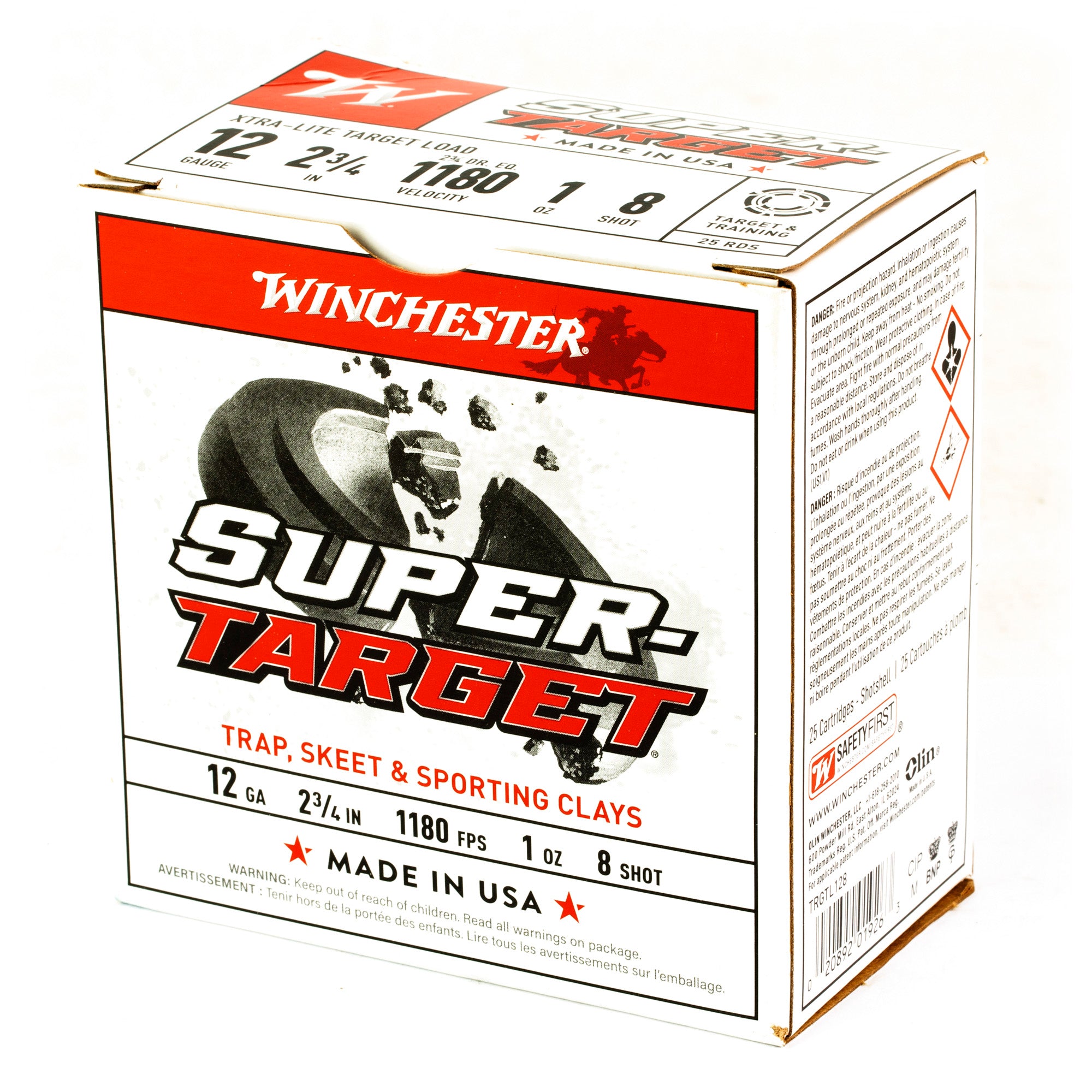 Winchester Ammunition Super Target 12 Gauge Shotshell, 1 oz #8, 25 Rounds per Box