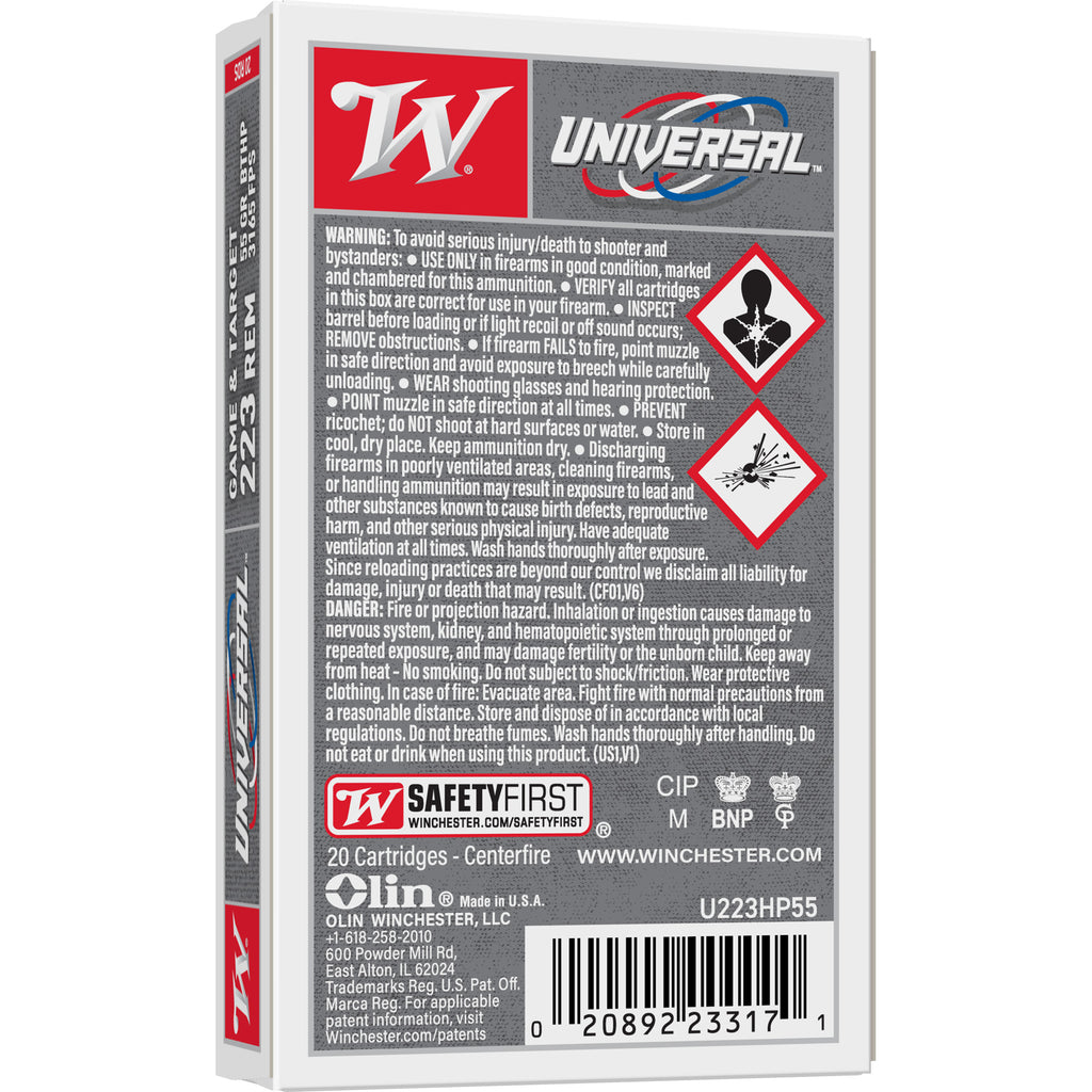 Winchester Ammunition White Box .223 Remington 55 Grain Hollow Point - 20 Rounds