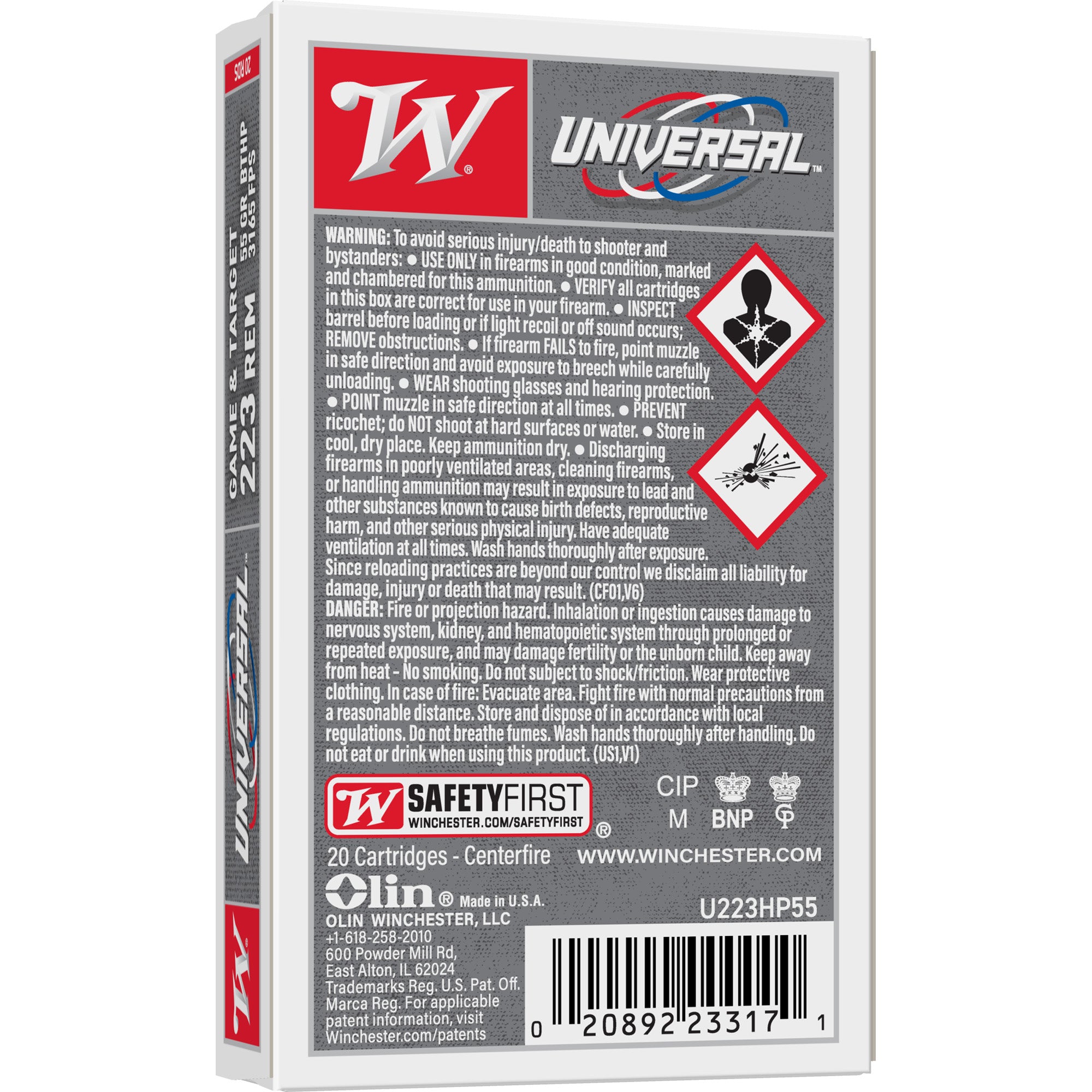 Winchester Ammunition White Box .223 Remington 55 Grain Hollow Point - 20 Rounds