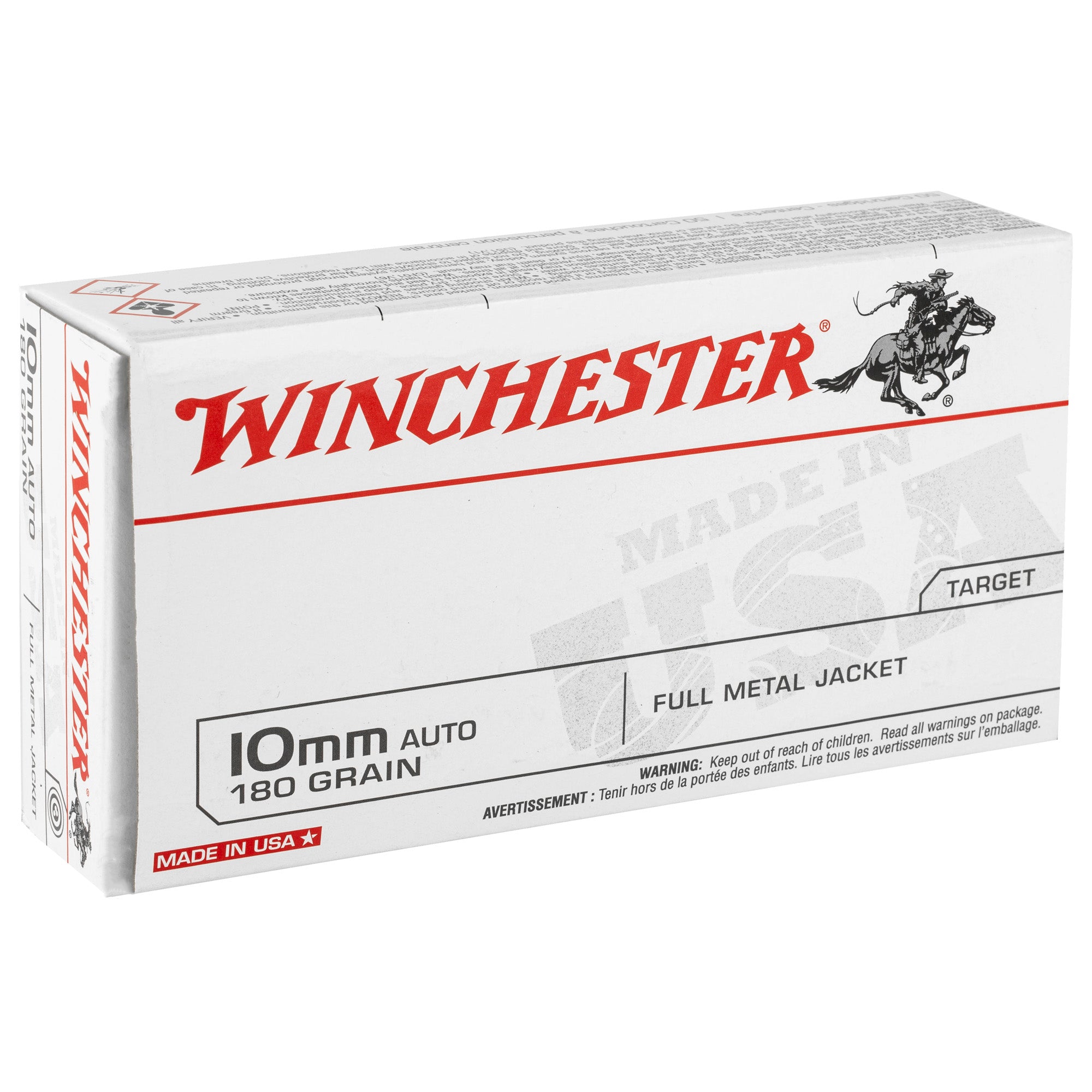 Winchester Ammunition USA 10mm 180-Grain Full Metal Jacket Ammunition - 50 Rounds per Box