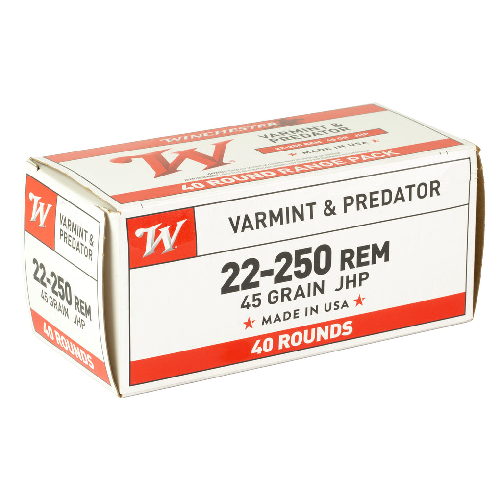 Winchester Ammunition USA 22-250 Remington Varmint 45-Grain Hollow Point - 40 Rounds per Box
