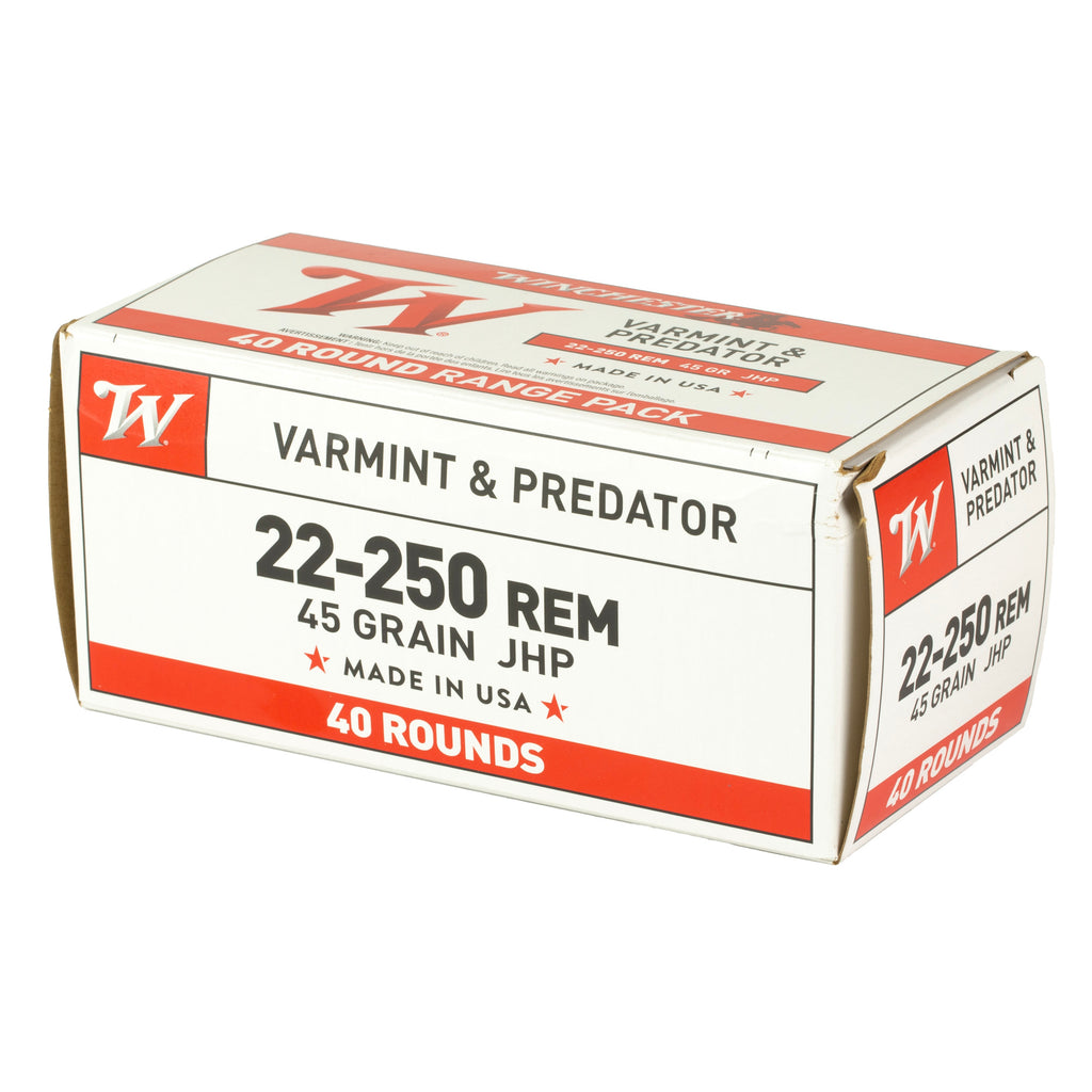 Winchester Ammunition USA 22-250 Remington Varmint 45-Grain Hollow Point - 40 Rounds per Box