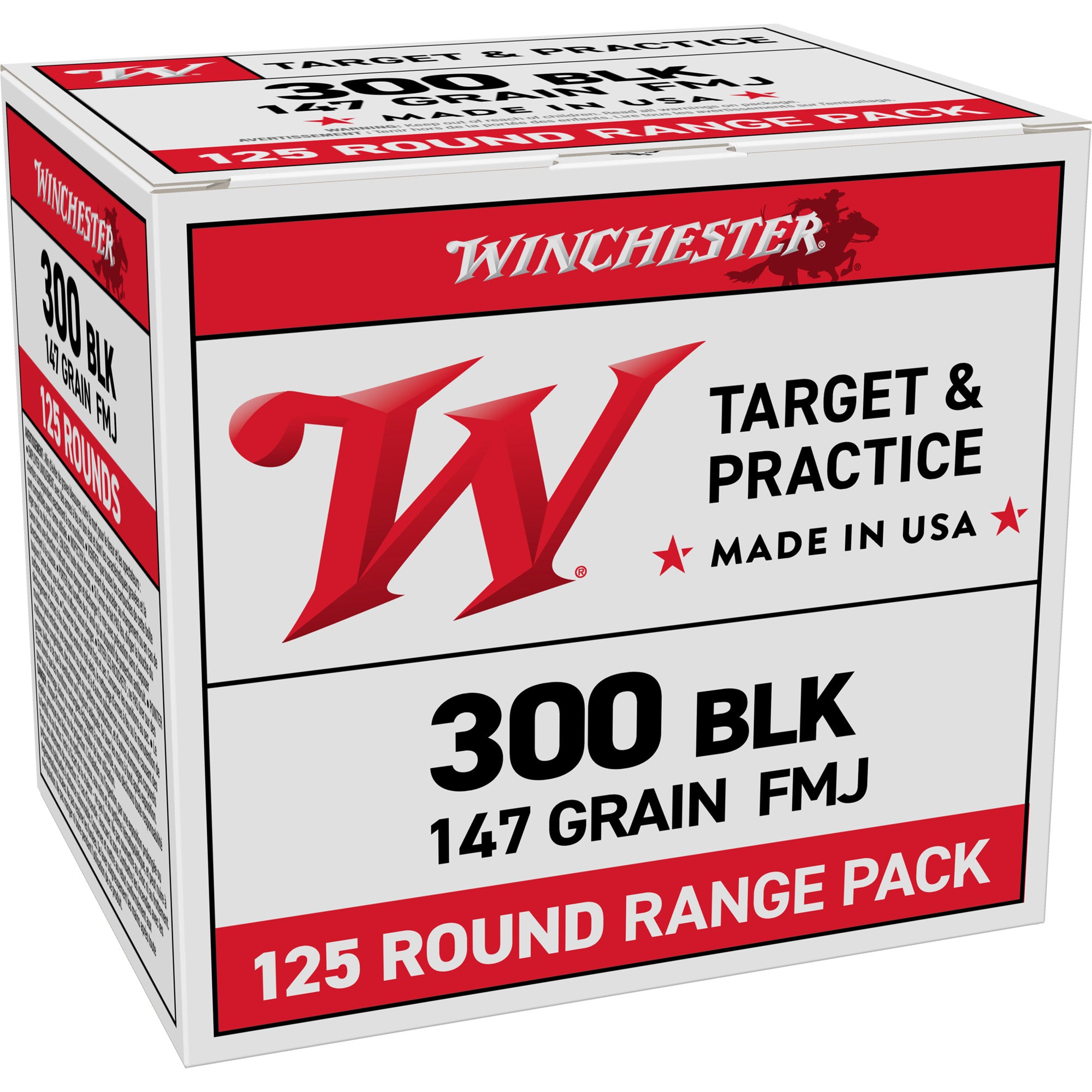 Winchester Ammunition USA White Box 300 Blackout 147 Grain Full Metal Jacket Ammo - 125 Rounds per Box, 1250 per Case