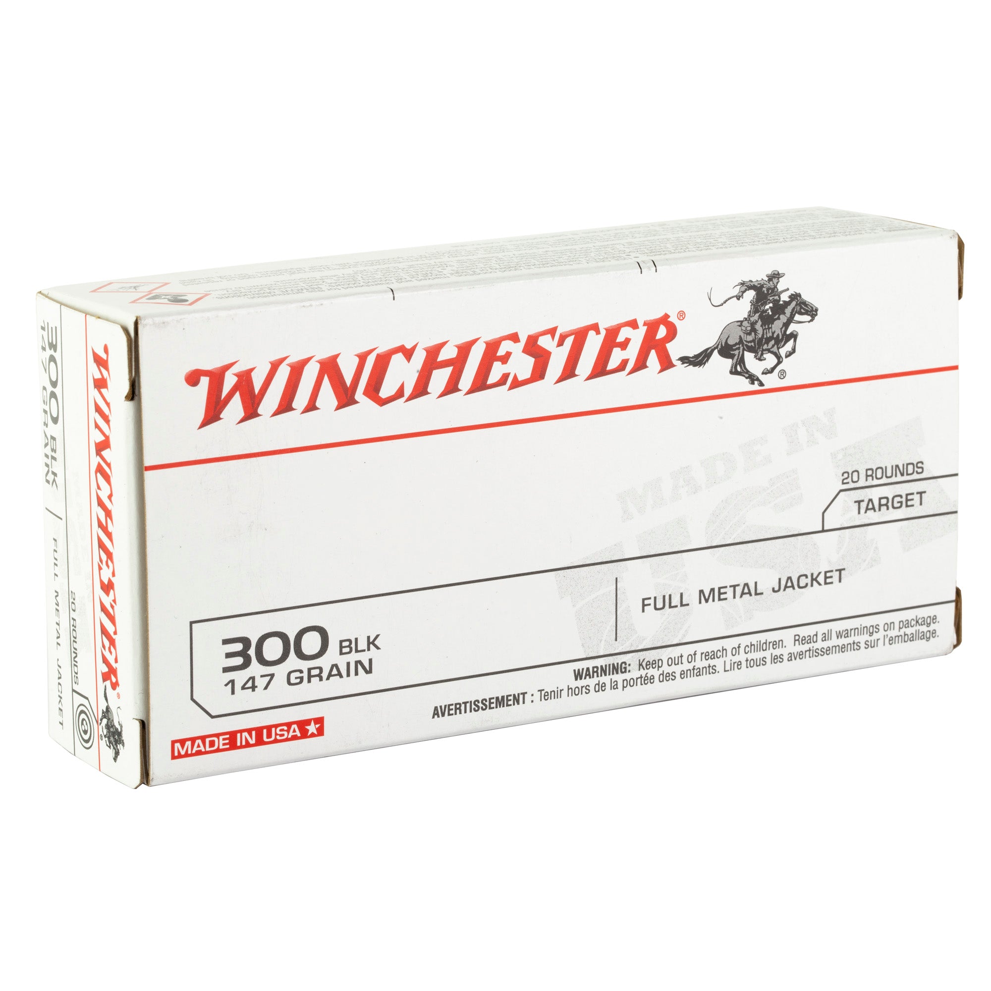 Winchester Ammunition USA 300 Blackout 147 Grain FMJ - 20 Round Box