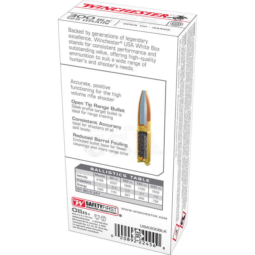 Winchester Ammunition USA 300 Blackout 125 Grain Open Tip - 20 Rounds