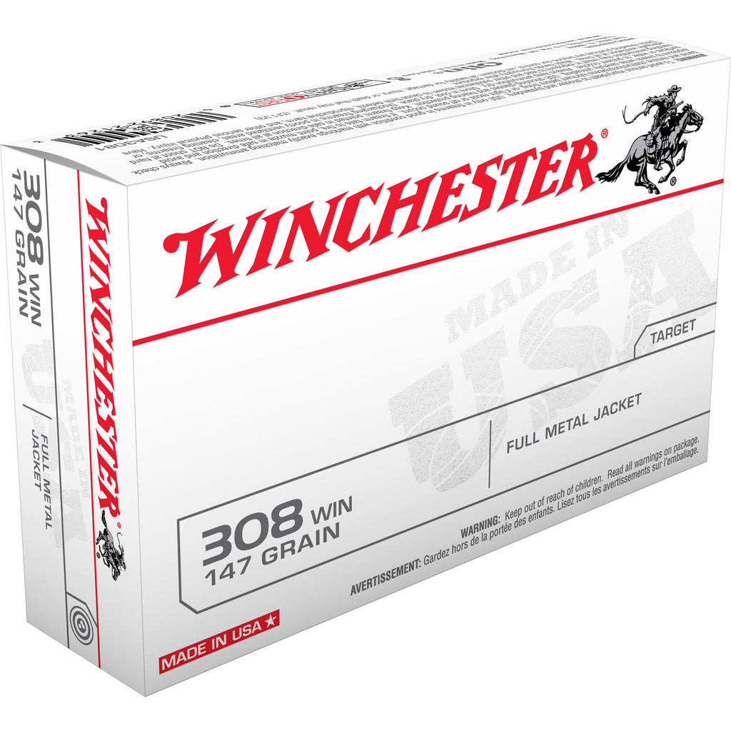 Winchester Ammunition USA White Box 308 Winchester 147-Grain Full Metal Jacket - Pack of 20