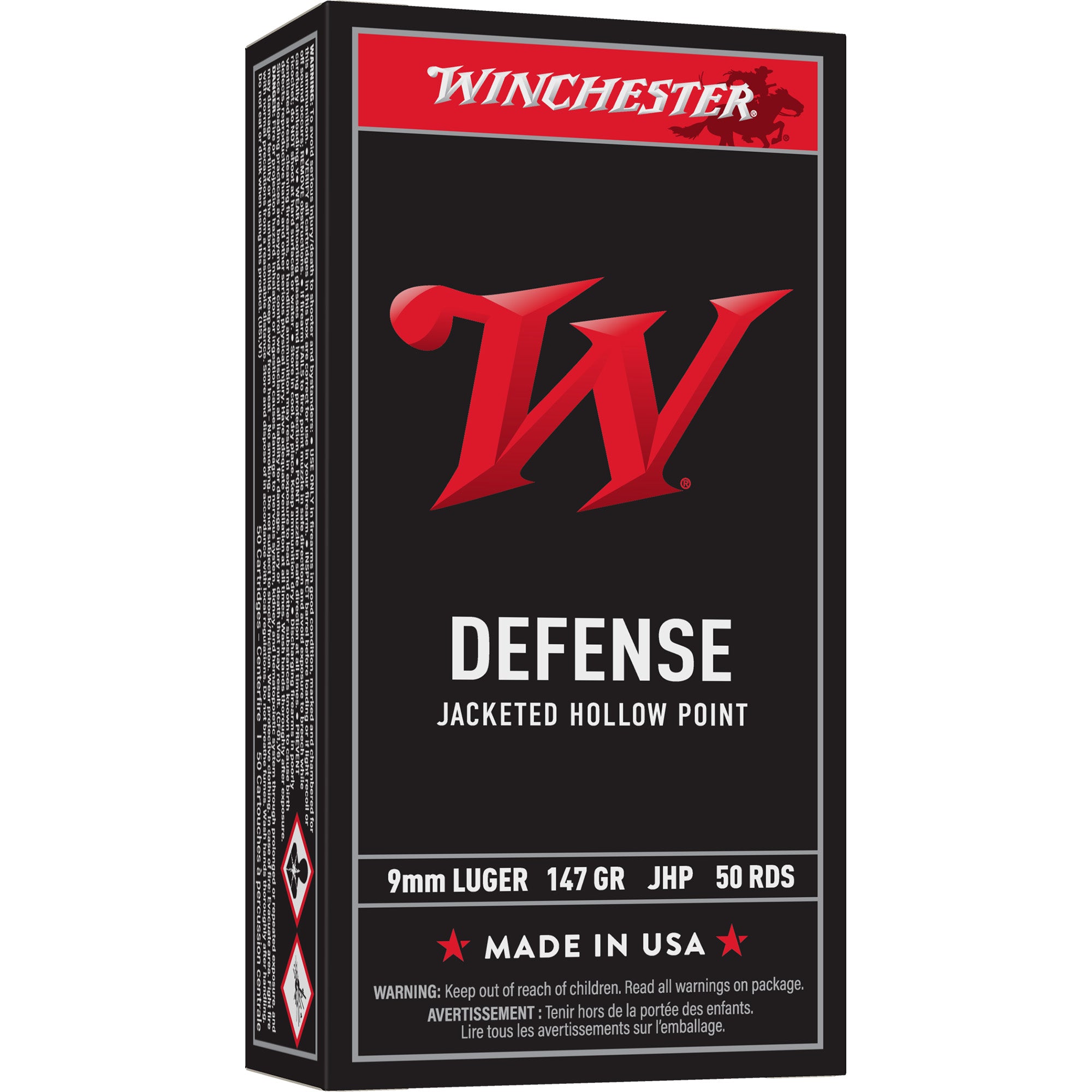 Winchester Ammunition USA 9mm 147 Grain Hollow Point Ammo (50 Rounds per Box, 500 per Case)