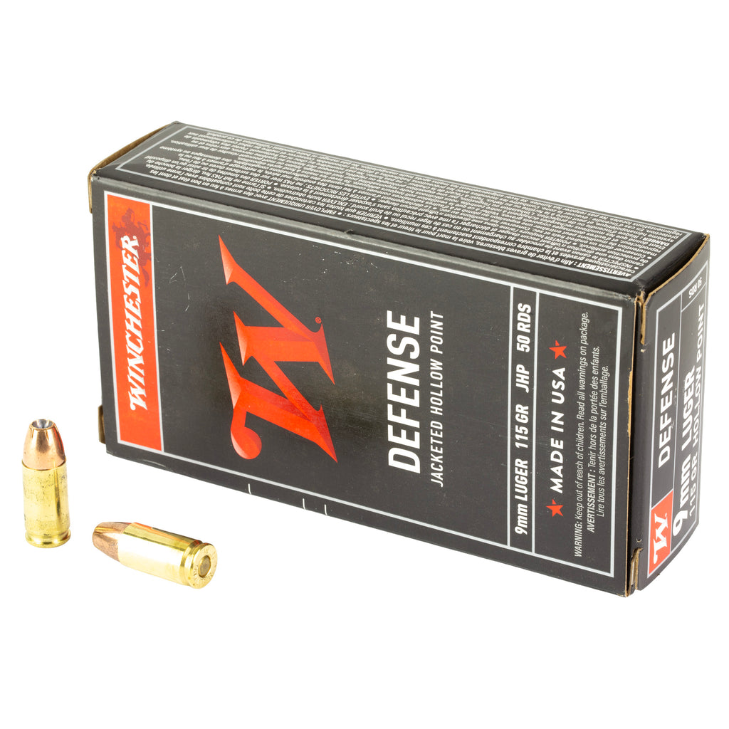 Winchester Ammunition USA 9mm 115-Grain Jacketed Hollow Point - 50 Rounds per Box