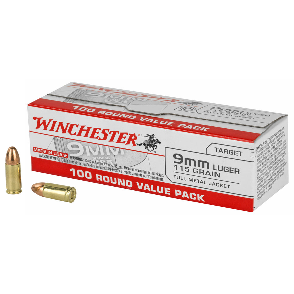 Winchester Ammunition USA 9mm 115-Grain Full Metal Jacket Ammo - 1000 Rounds Case