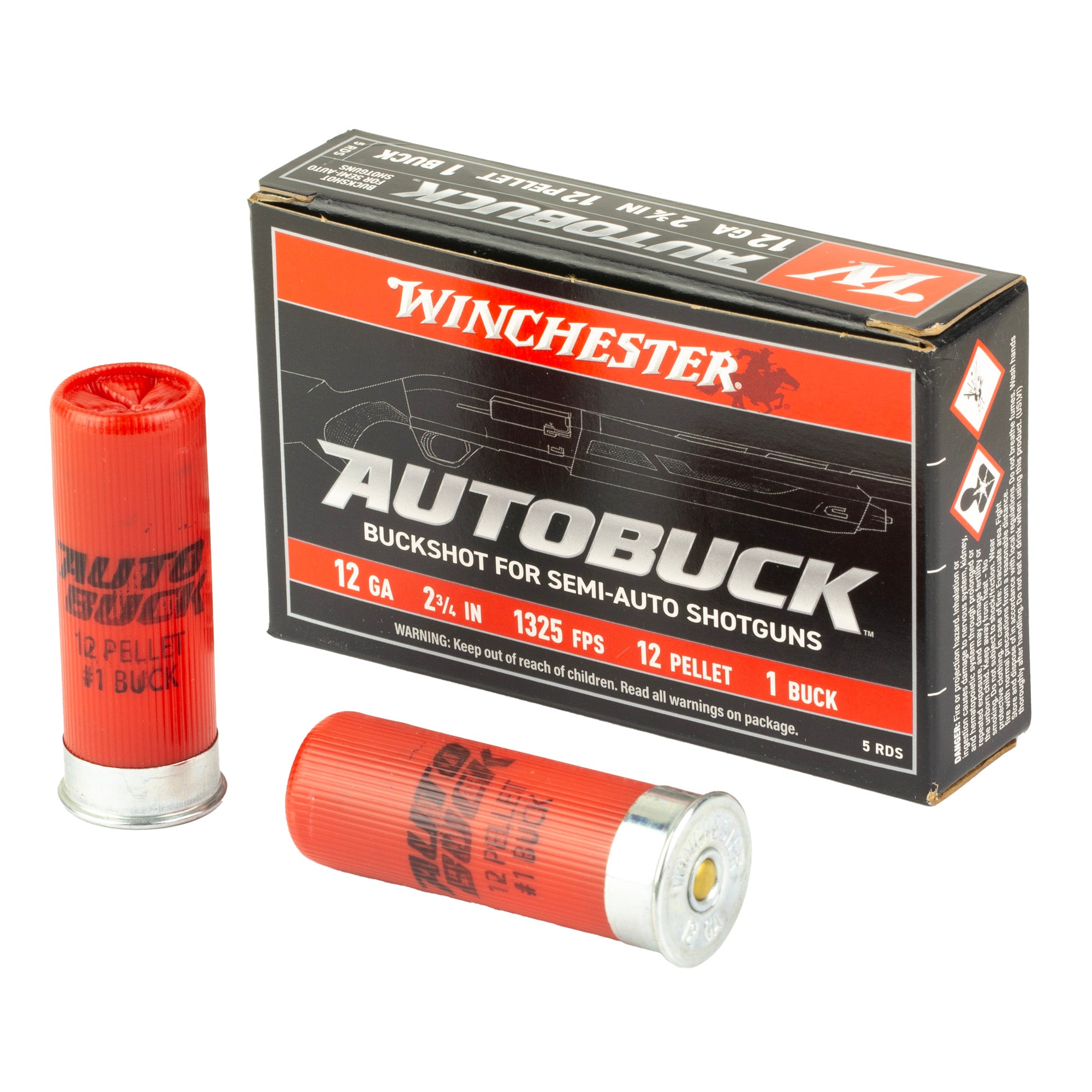Winchester Ammunition Super-X 12 Gauge 2.75 Inch Buckshot - 1 Buck, 5 Rounds per Box