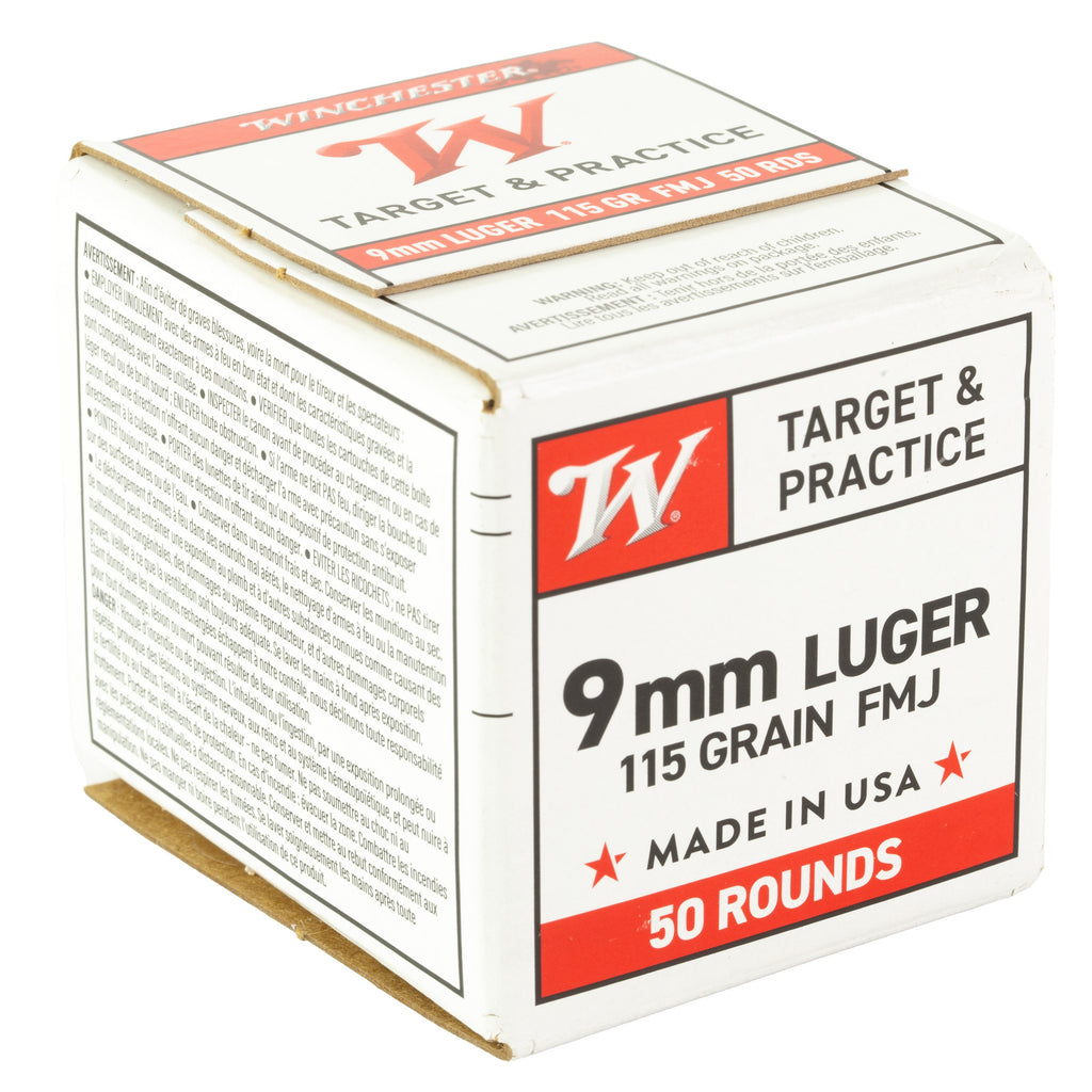 Winchester Ammunition W9MM50 9mm Luger 115 Grain Full Metal Jacket Ammo - 50 Rounds per Box